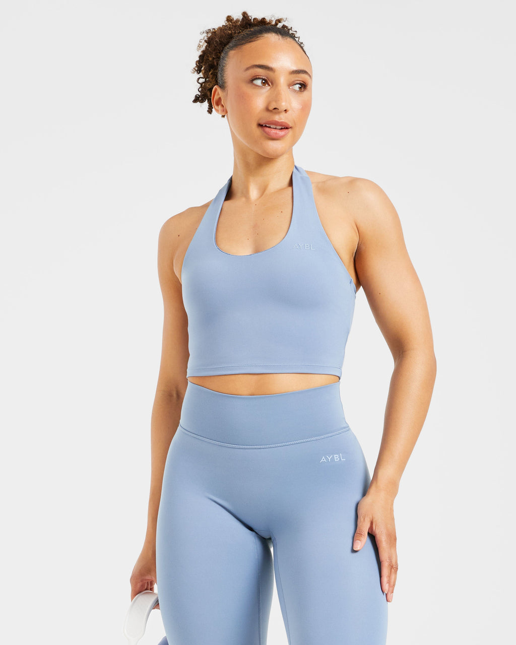 Staple Halterneck Crop Top - Slate Bleu