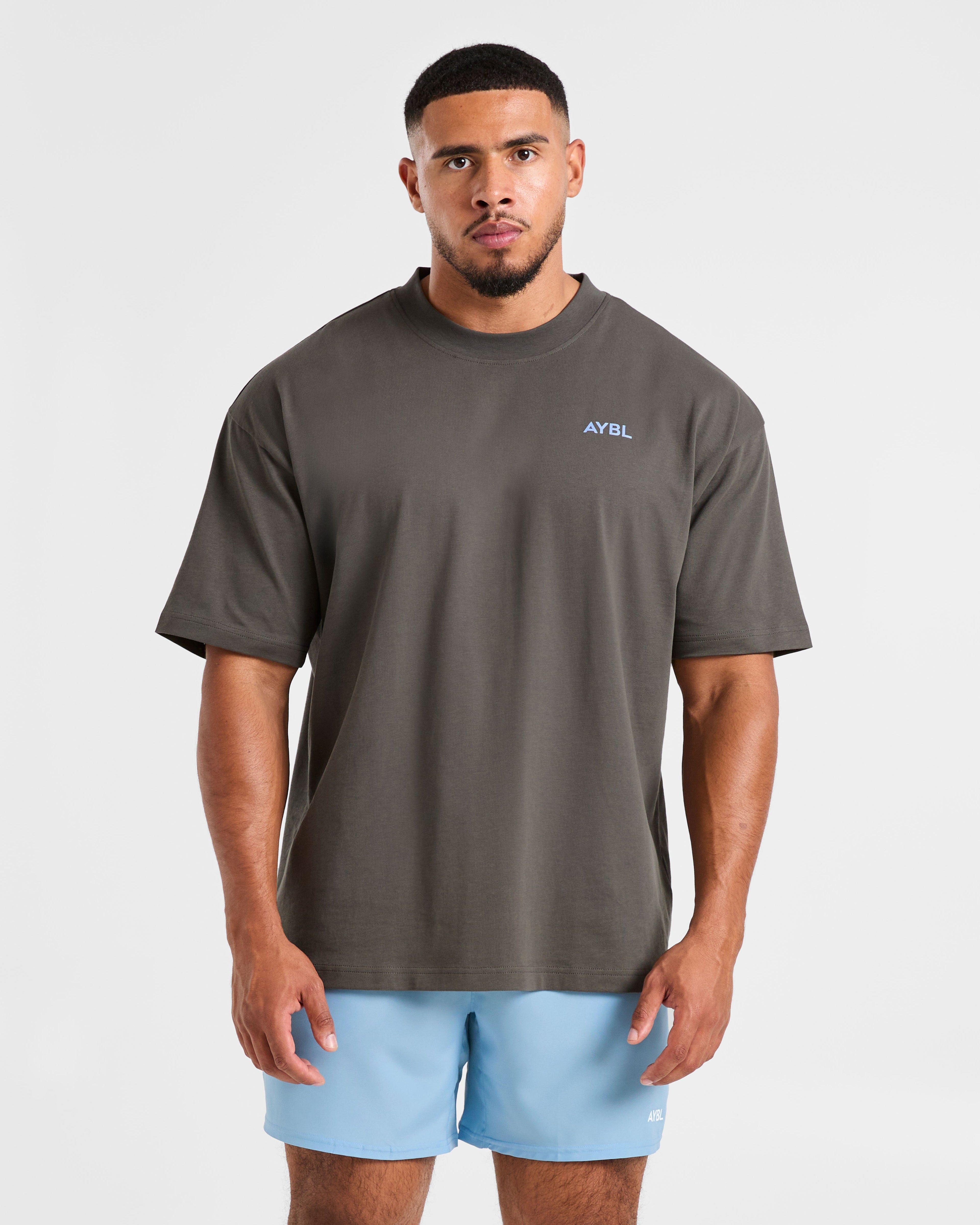 Essential Oversized T Shirt - Charcoal/Cornflower Bleu