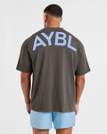 Essential Oversized T Shirt - Charcoal/Cornflower Bleu