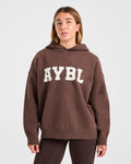 Varsity Oversized Knitted Hoodie - Marron