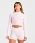 Sculpt Wrap Zip Up Jacket - Iced Rose