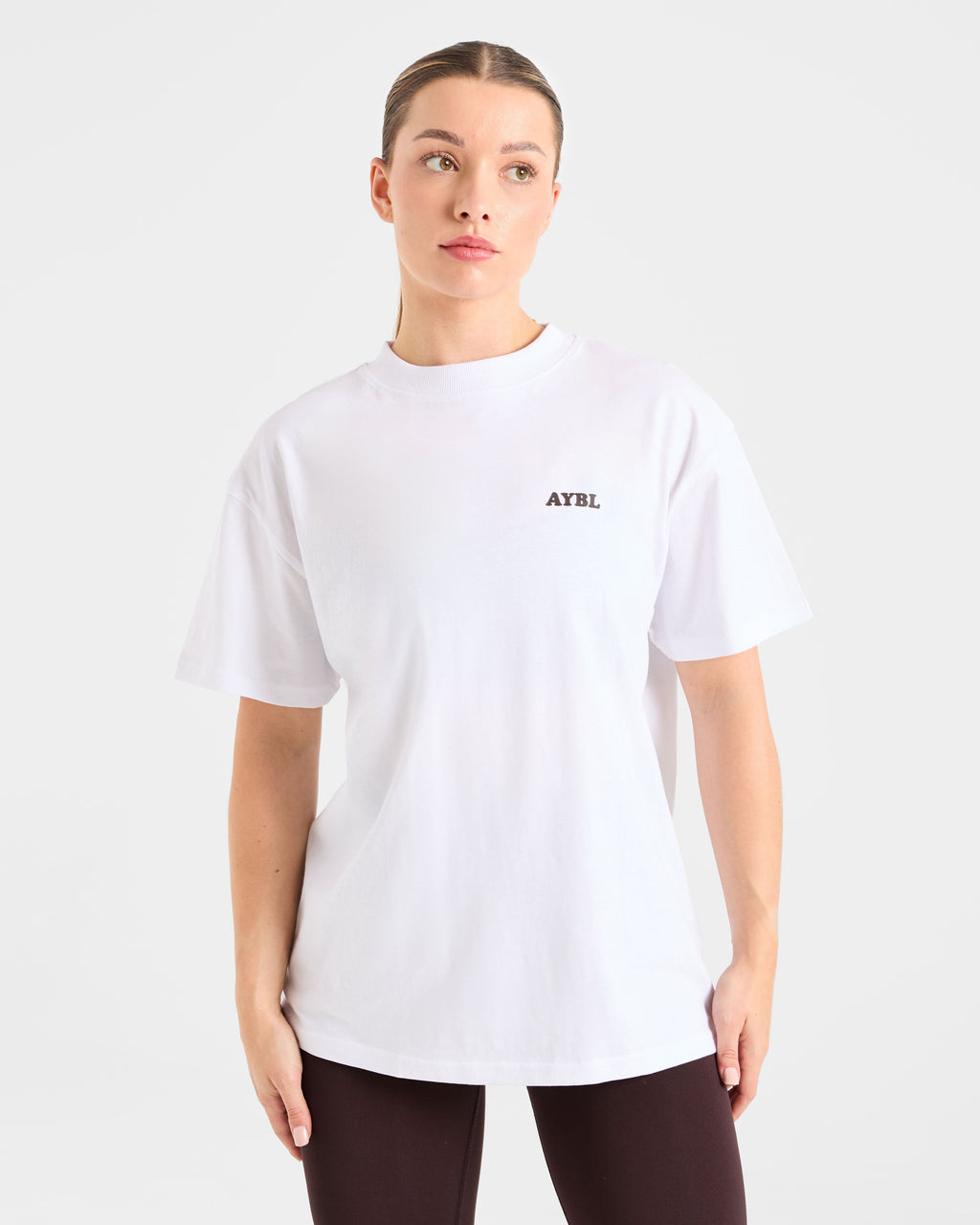 Sports Club Wavy Oversized T Shirt - Blanc/Cocoa Marron