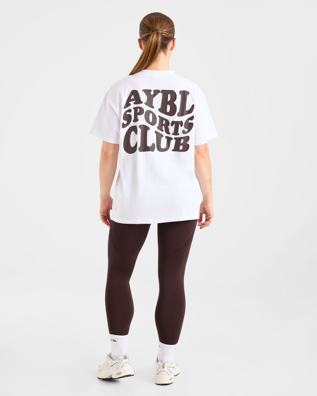 Sports Club Wavy Oversized T Shirt - Blanc/Cocoa Marron