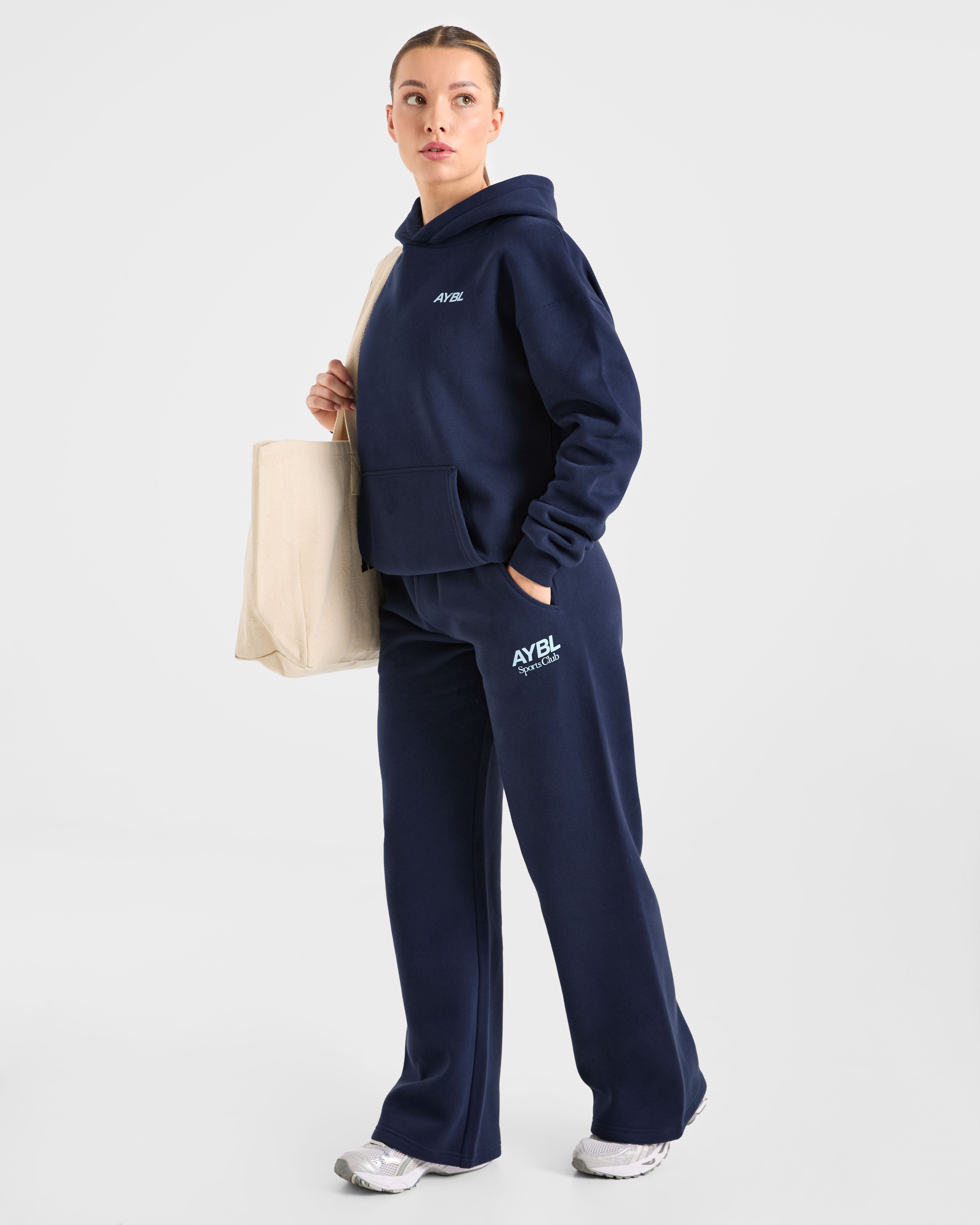 AYBL Sports Club Oversized Straight Leg Joggers - Navy/Bleu