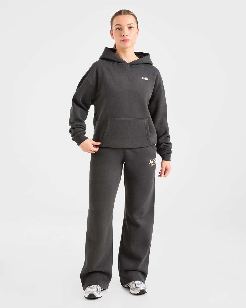 AYBL Sports Club Oversized Straight Leg Joggers - Charcoal/Jaune