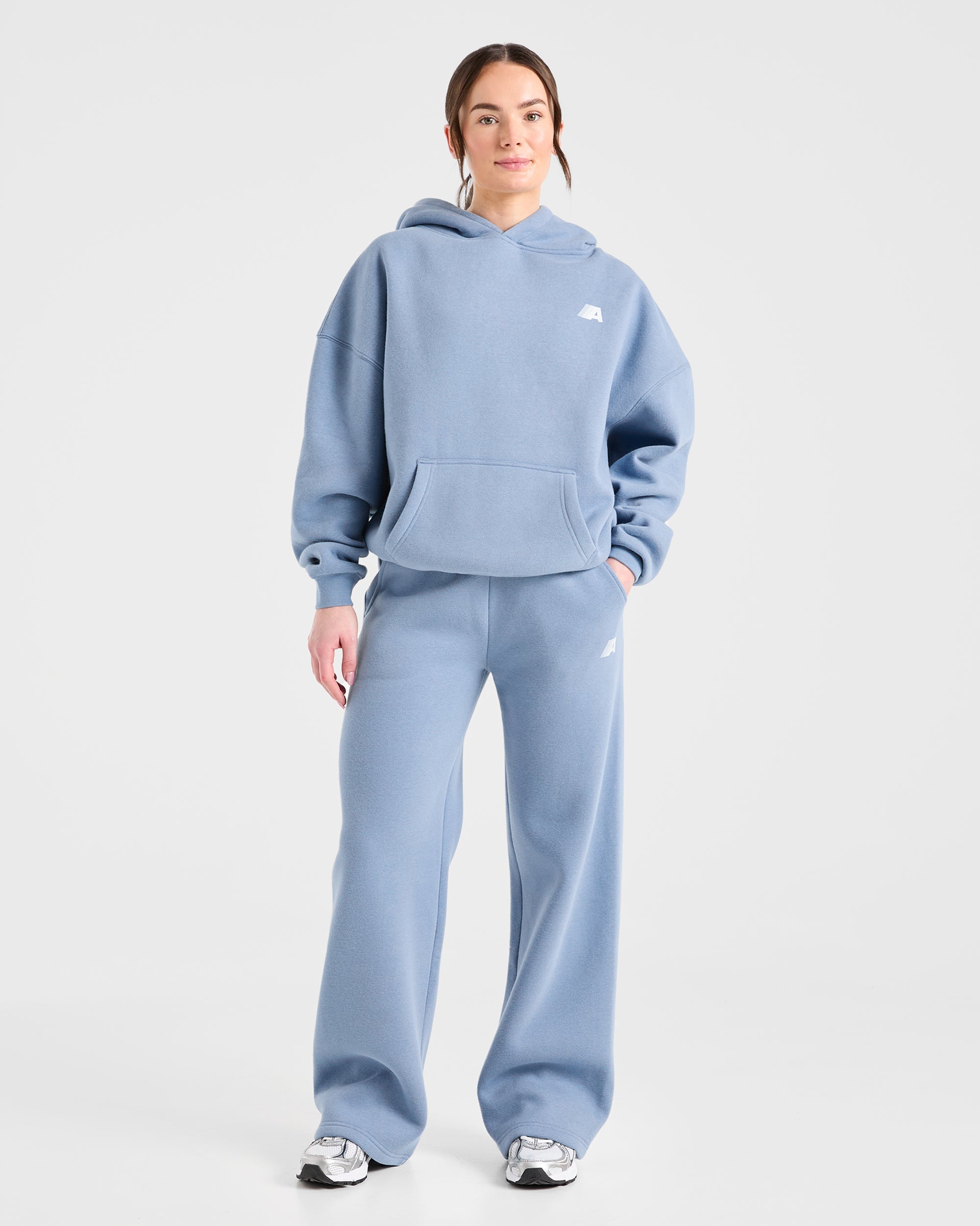 Retro Athletics Oversized Straight Leg Joggers - Vintage Bleu