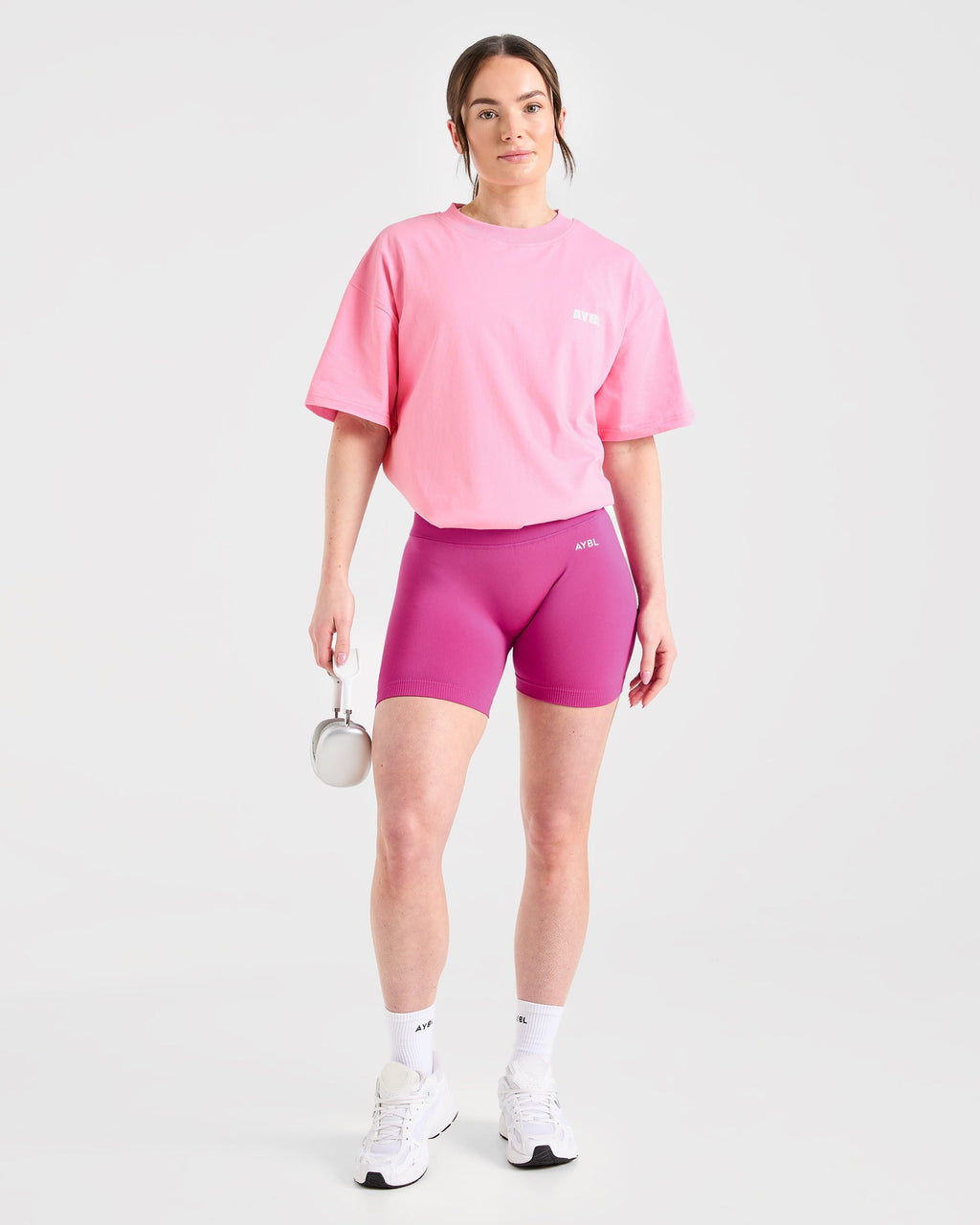 Focused Wavy Oversized T Shirt - Rose/Blanc