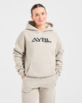 Retro Embroidered Oversized Hoodie - Taupe Grey