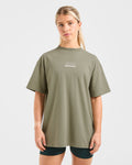 Athletics Track Oversized T Shirt - Muted Olive