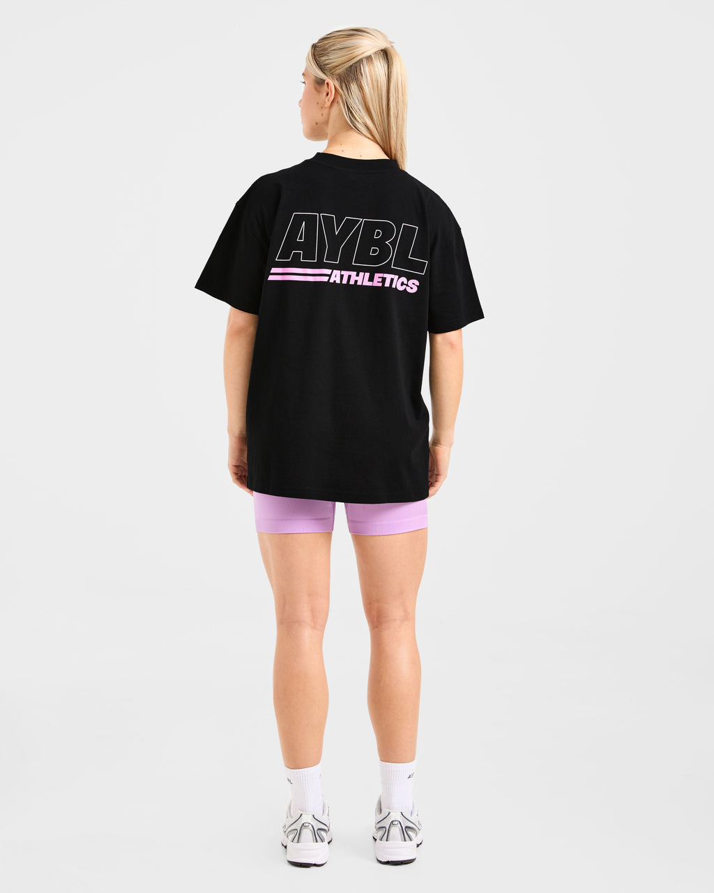 Athletics Track Oversized T Shirt - Noir/Rose