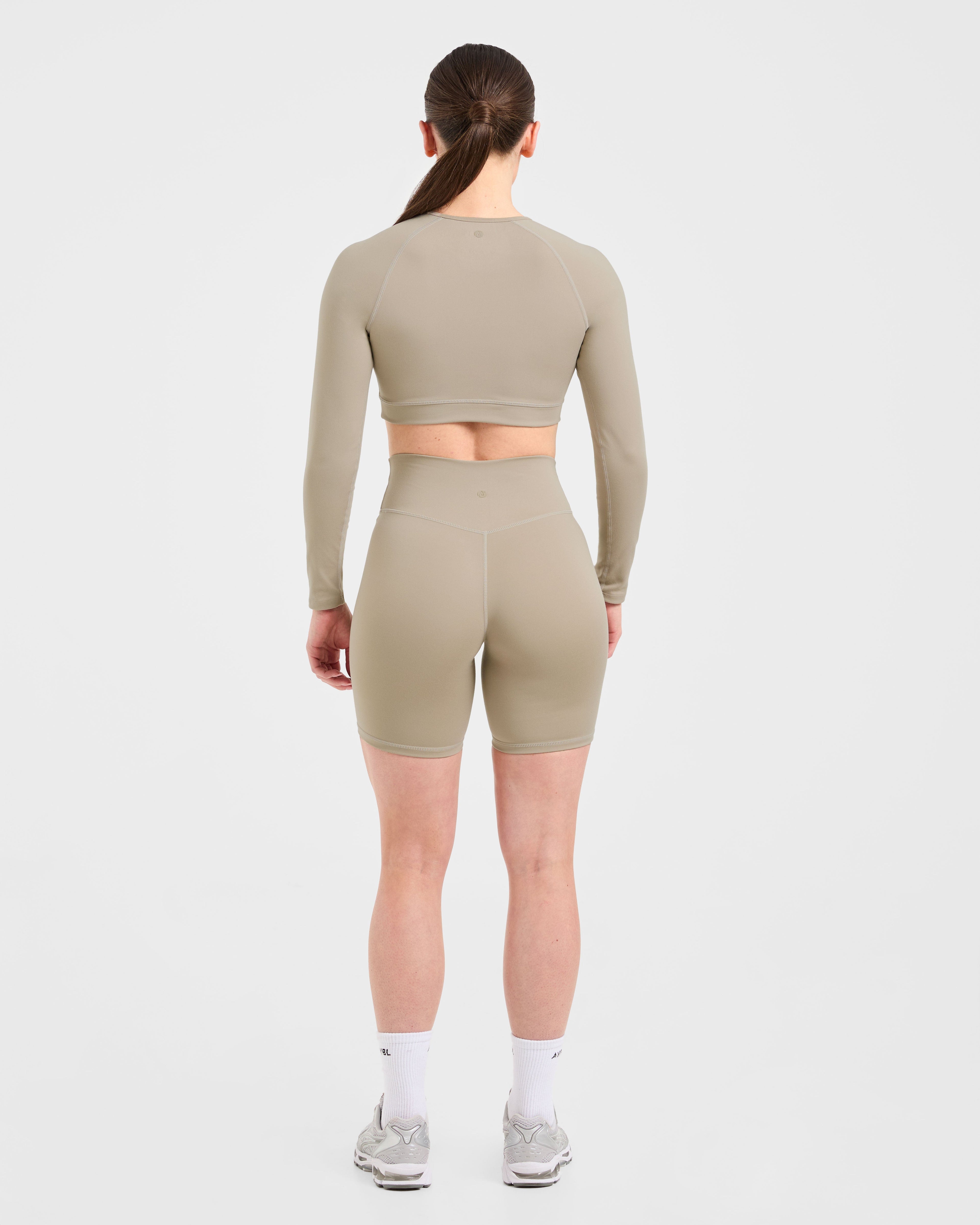 Staple Long Sleeve Crop Top - Muted Taupe