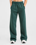 Classic Plush Oversized Straight Leg Joggers - Pine Vert