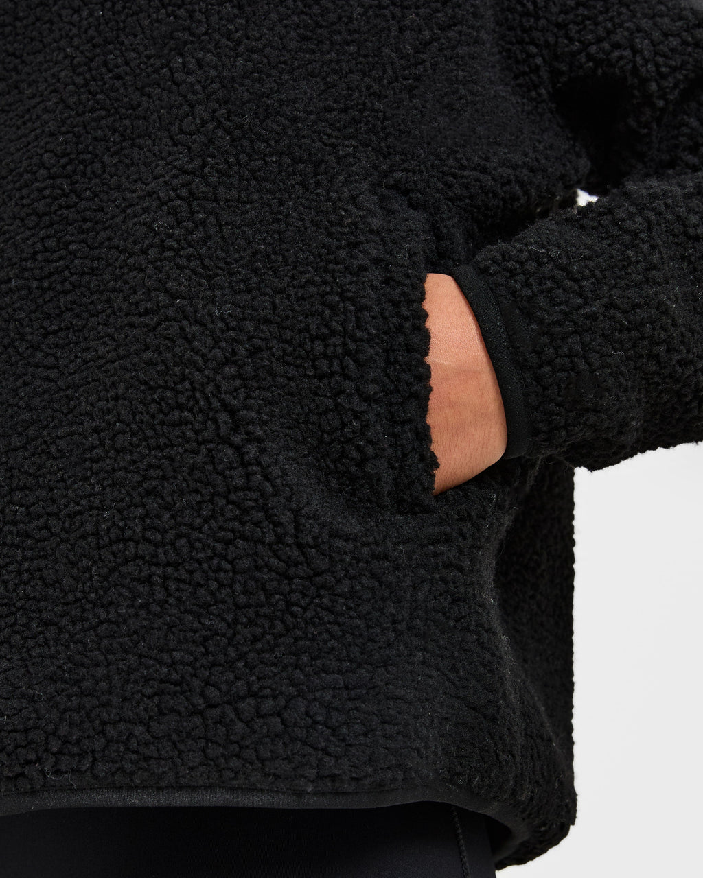 Oversized Zip Up Fleece Jacket - Noir
