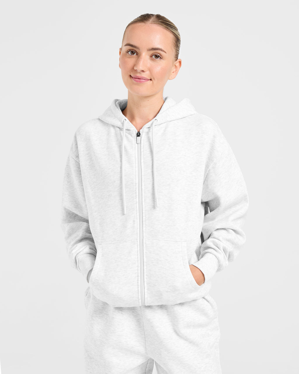 Lifestyle Oversized Zip Up Hoodie - Heather Gris