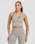 Staple Halterneck Crop Top - Washed Olive