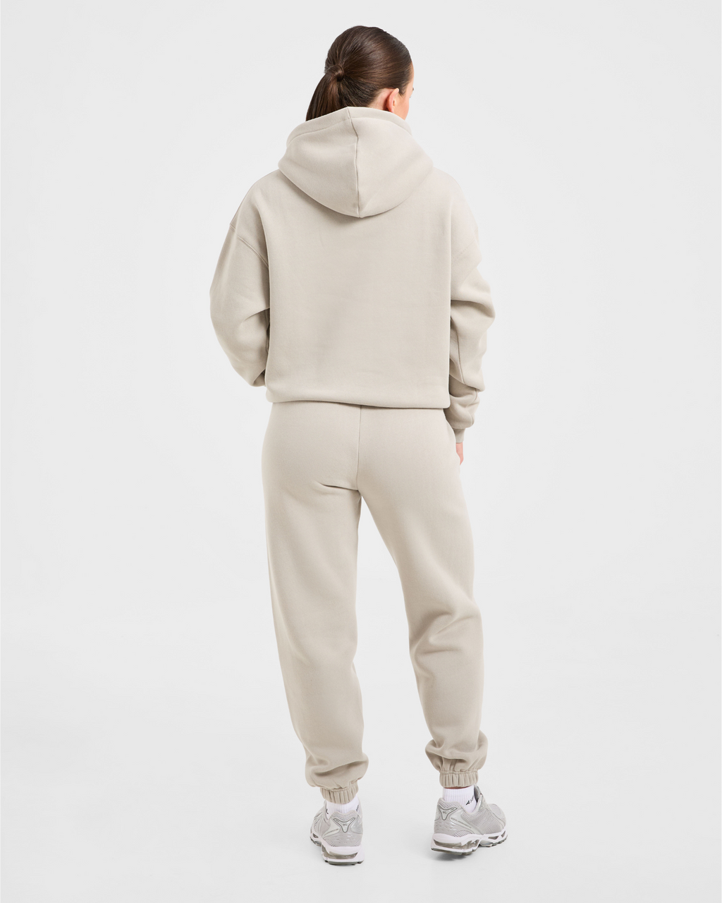 Retro Embroidered Oversized Hoodie - Taupe Grey