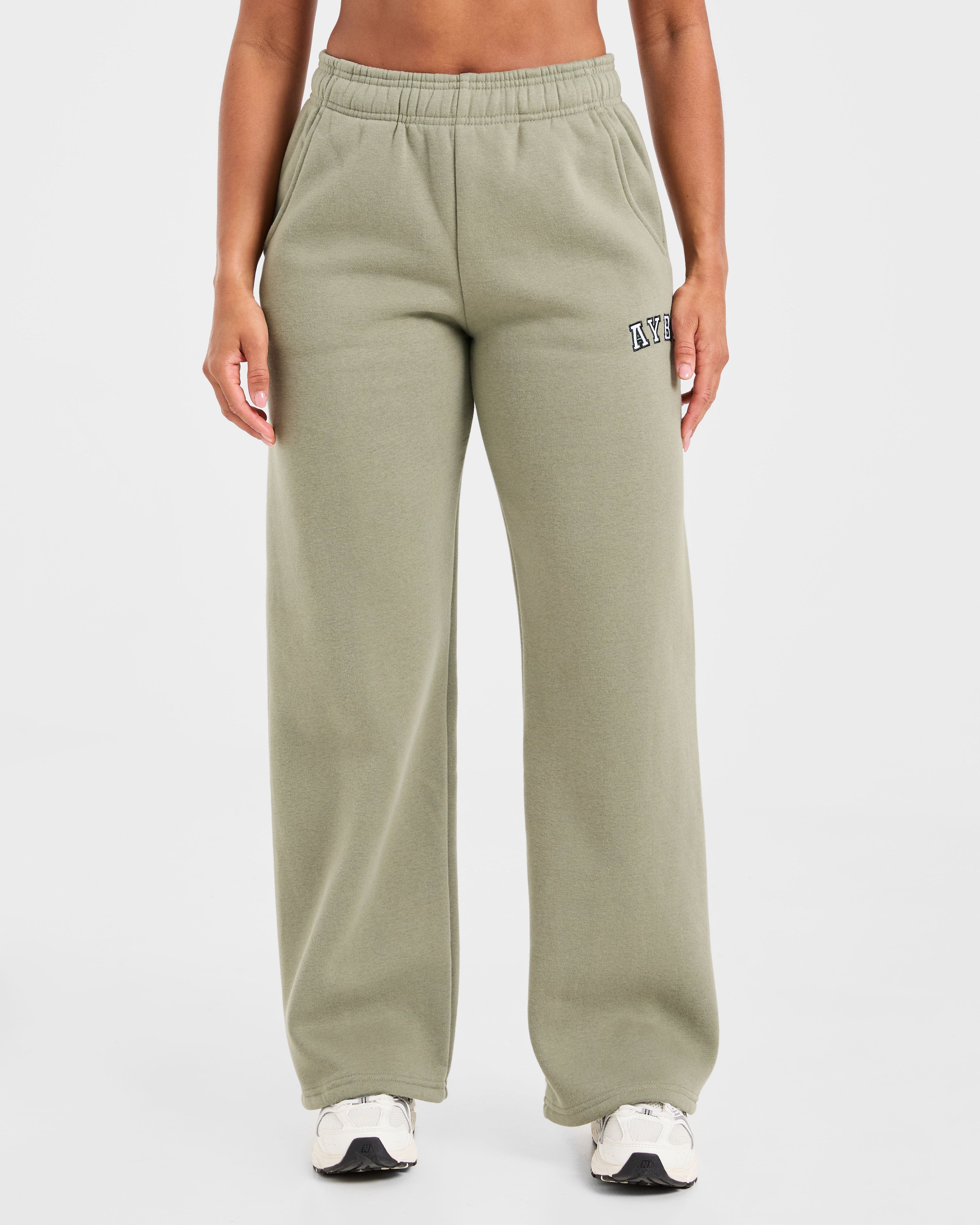 Varsity 2.0 Oversized Straight Leg Joggers - Muted Olive