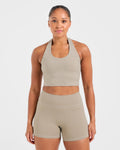Staple Halterneck Crop Top - Muted Taupe