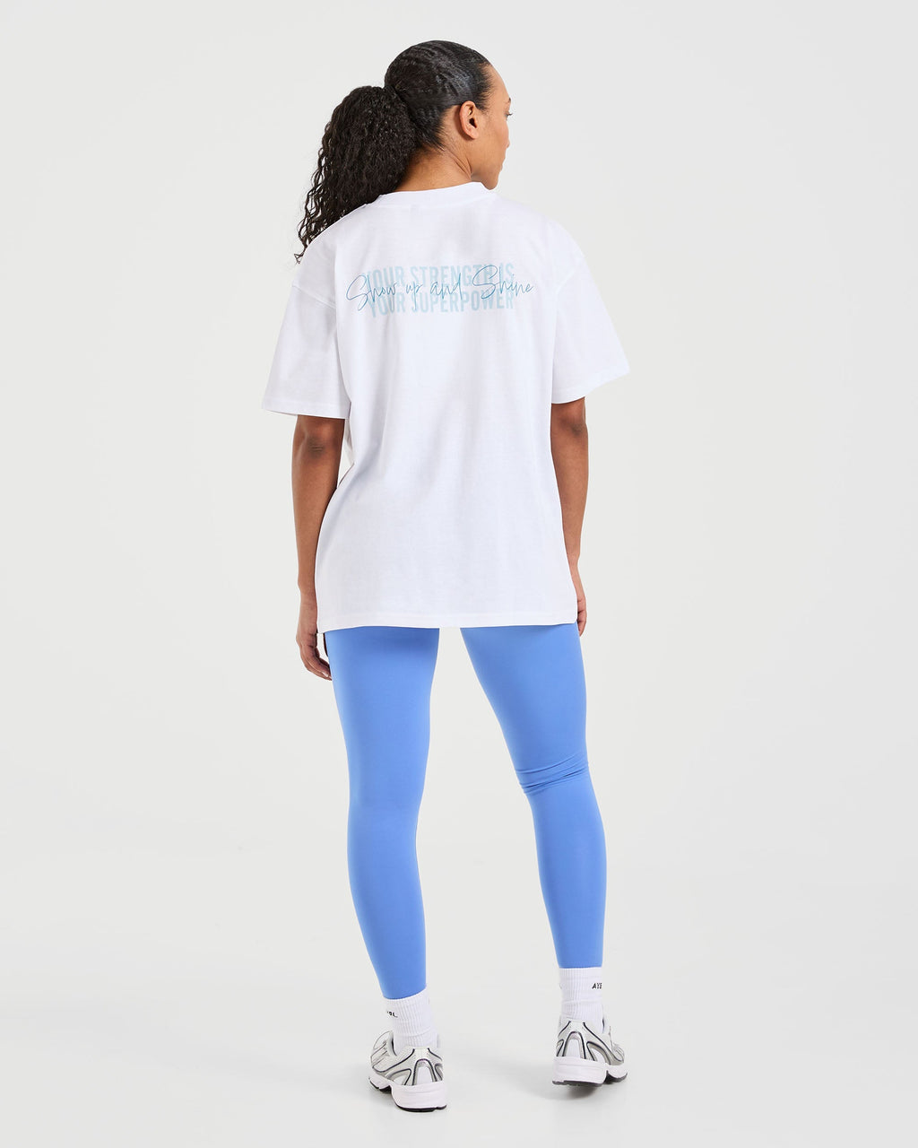 Show Up Oversized T Shirt - Blanc/Bleu