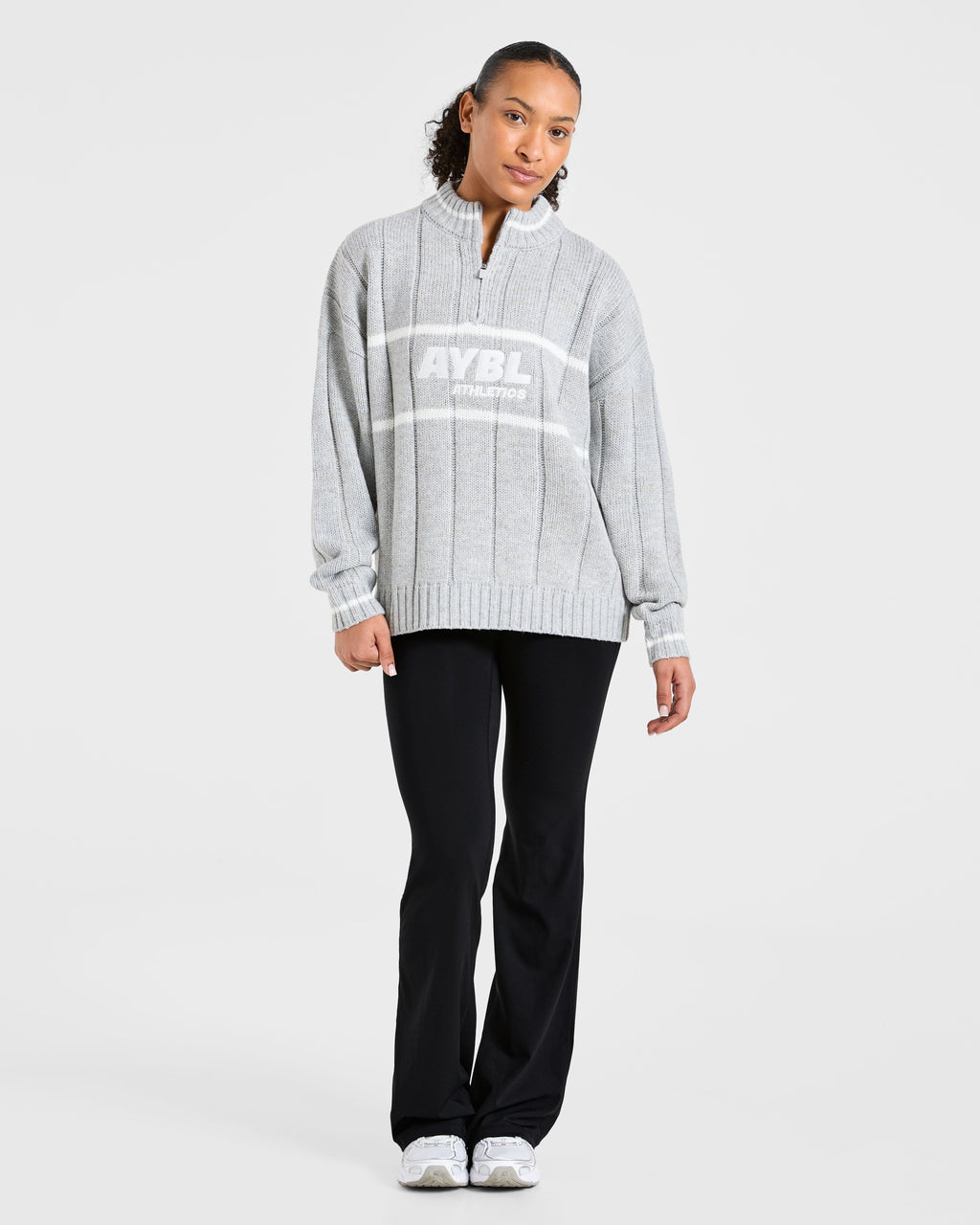 Athletics Oversized Knitted 1/4 Zip - Gris Marl