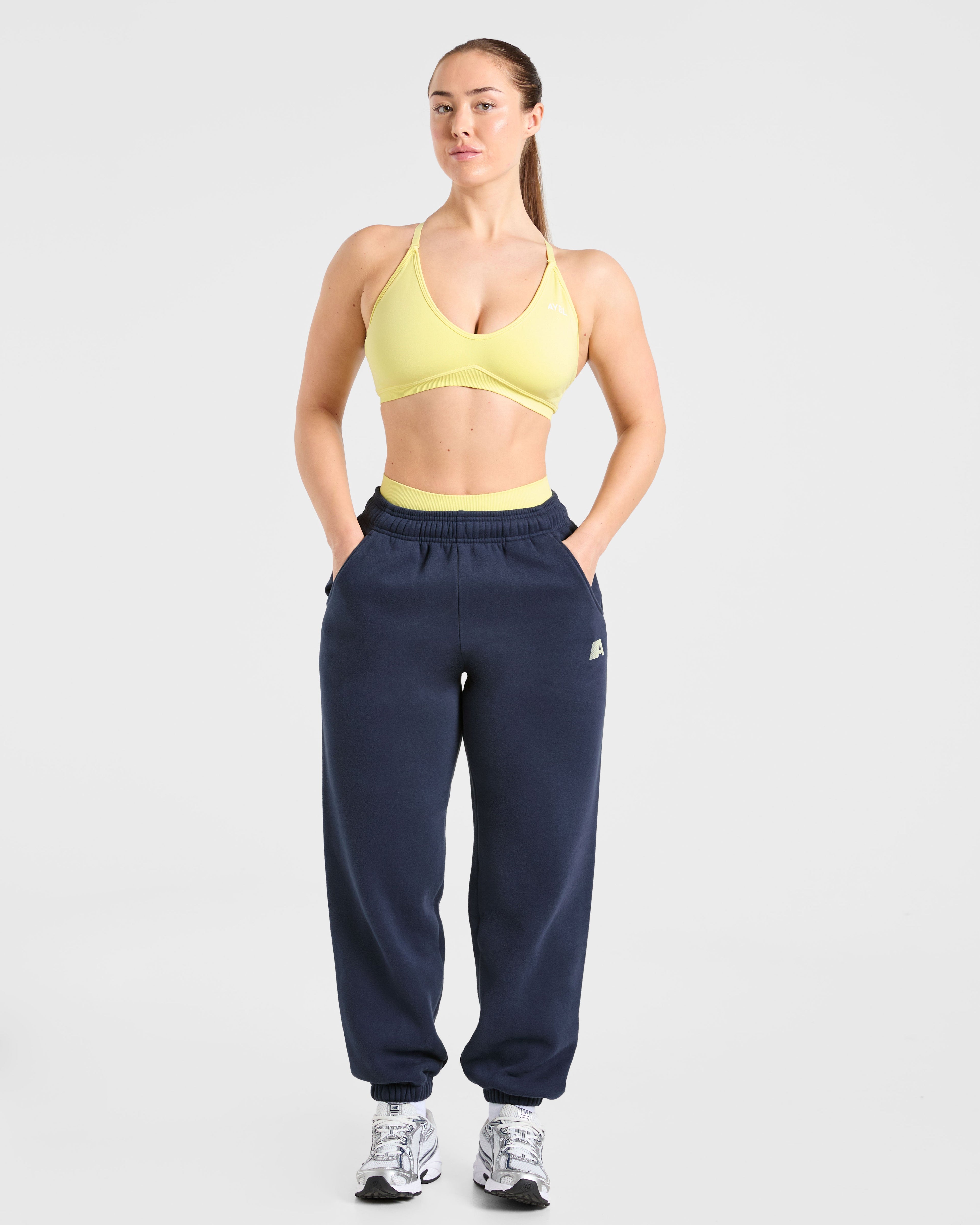 Retro Athletics Oversized Joggers - Navy/Jaune