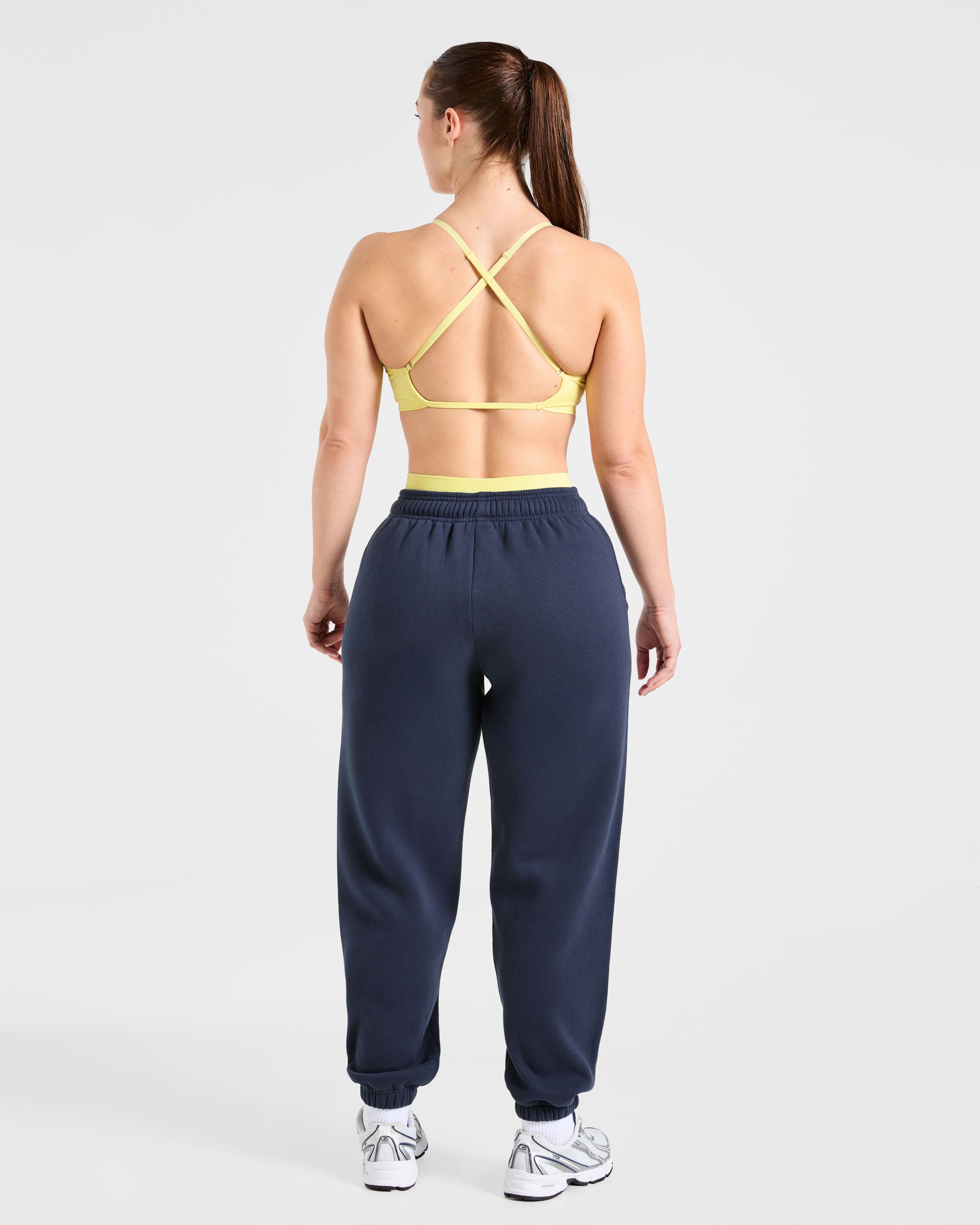 Retro Athletics Oversized Joggers - Navy/Jaune