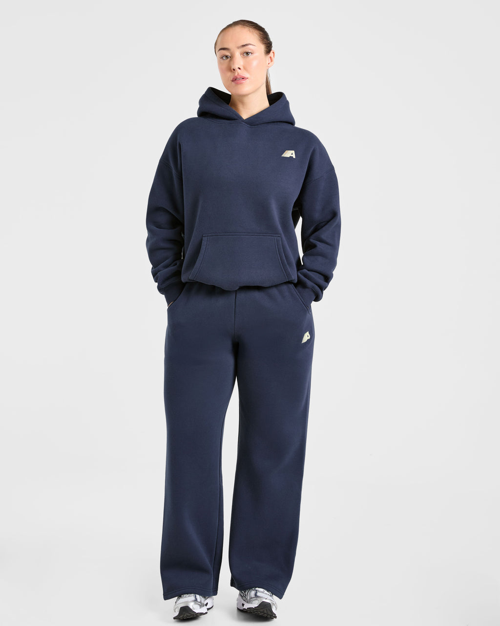 Retro Athletics Oversized Hoodie - Navy/Jaune