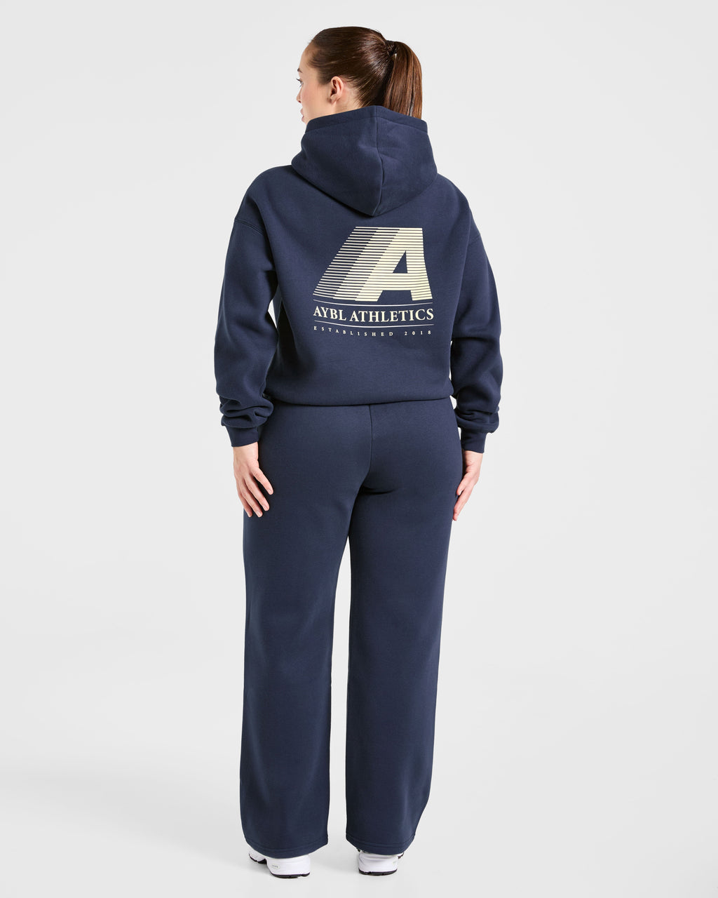 Retro Athletics Oversized Straight Leg Joggers - Navy/Jaune