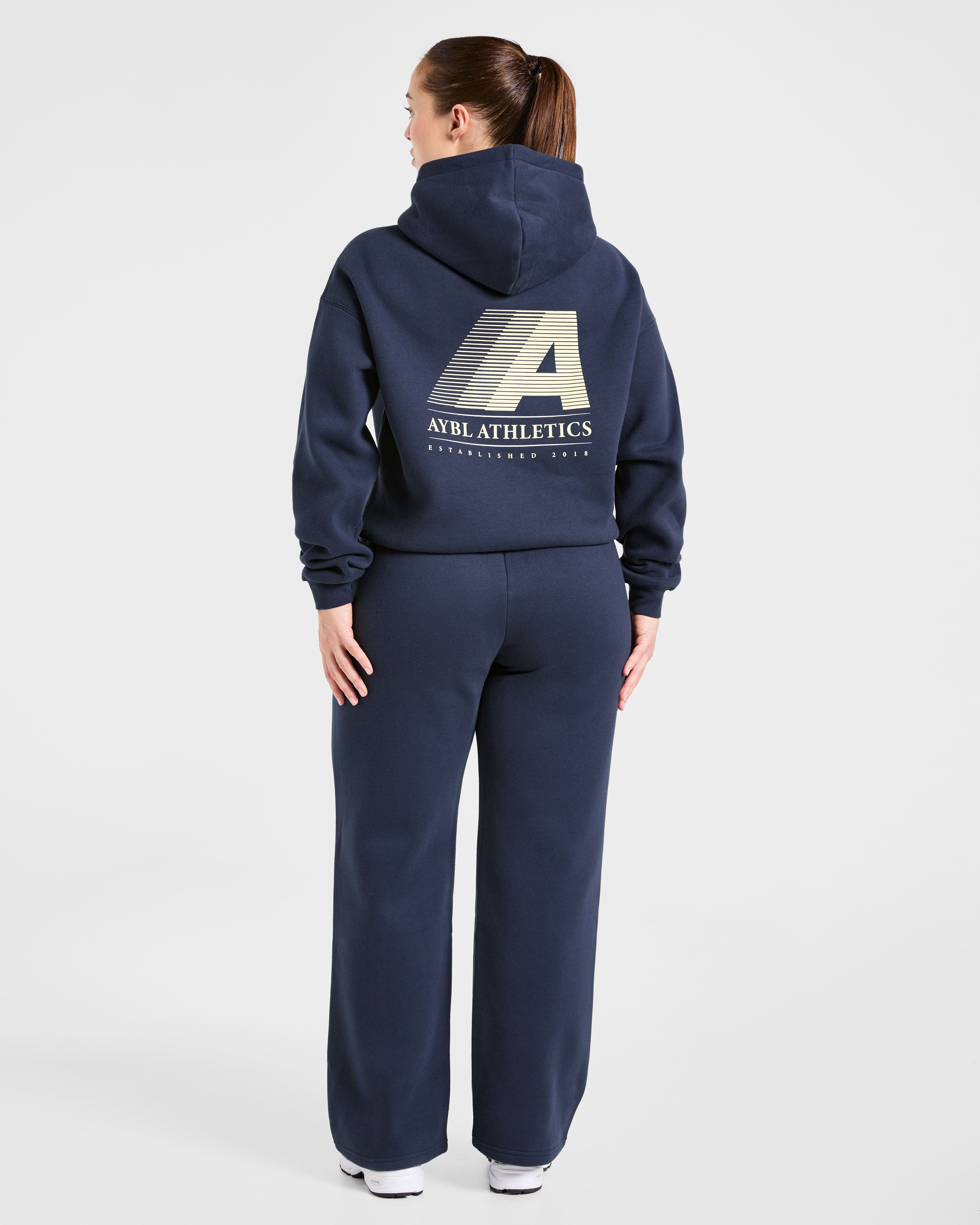 Retro Athletics Oversized Straight Leg Joggers - Navy/Jaune