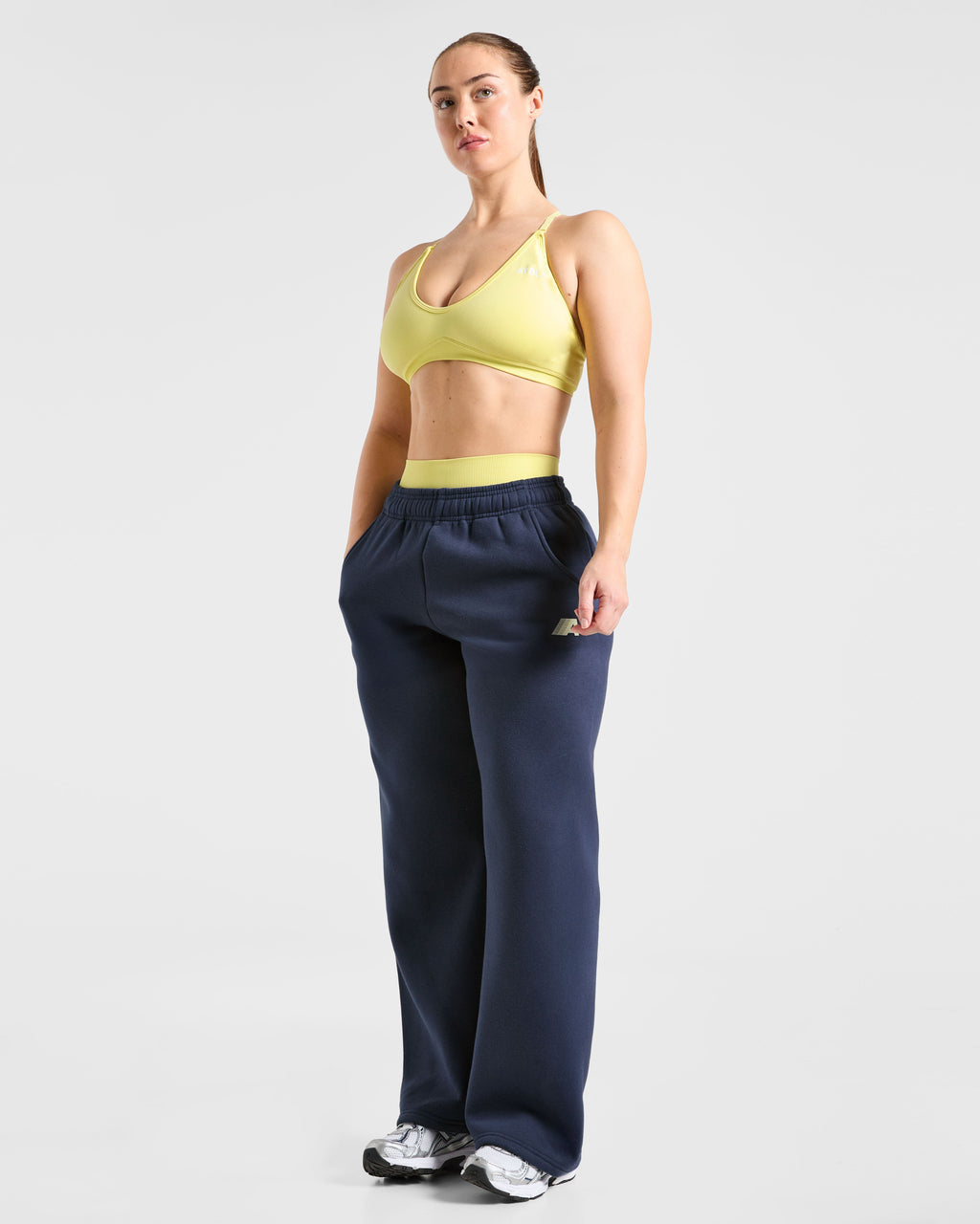 Retro Athletics Oversized Straight Leg Joggers - Navy/Jaune