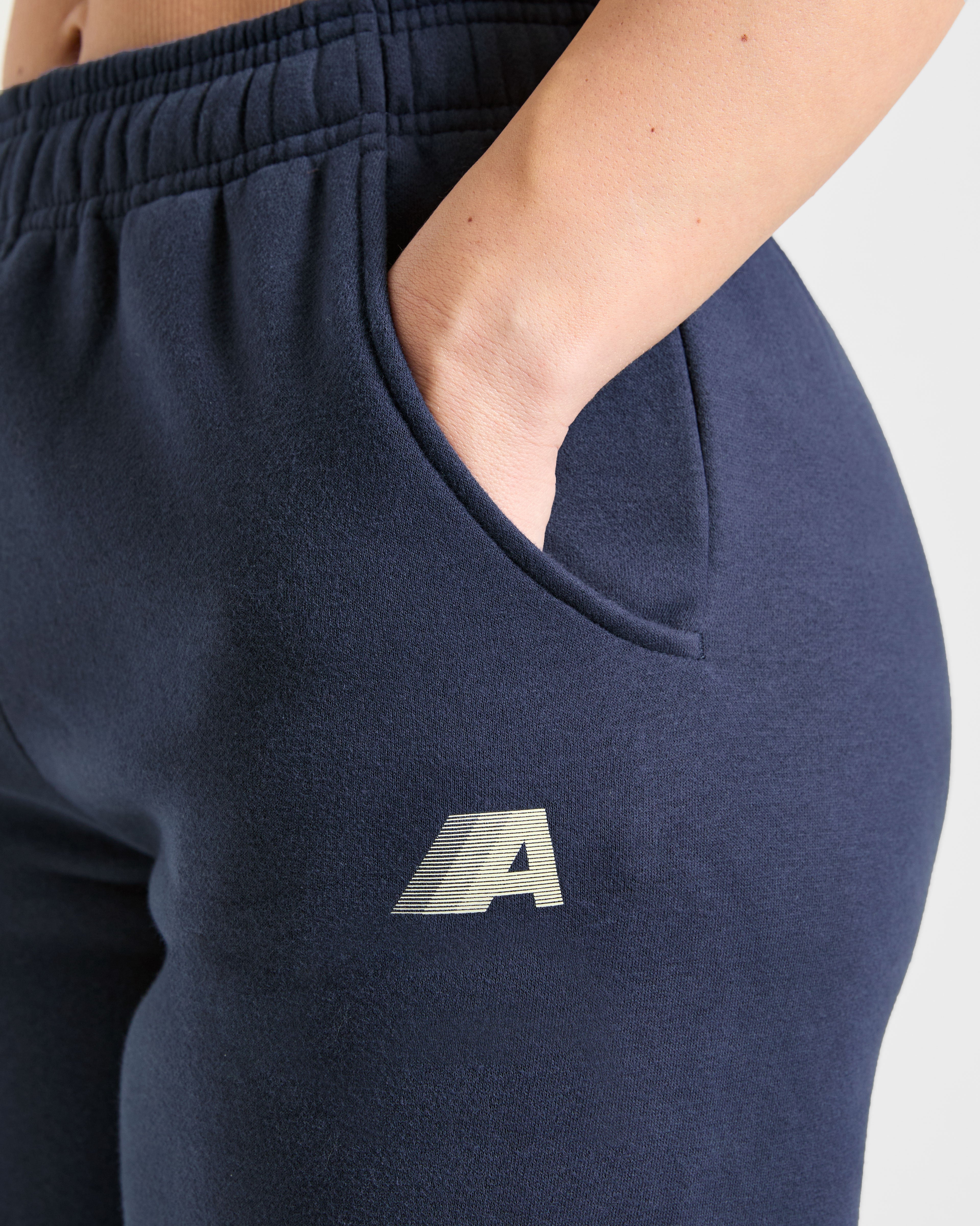 Retro Athletics Oversized Joggers - Navy/Jaune