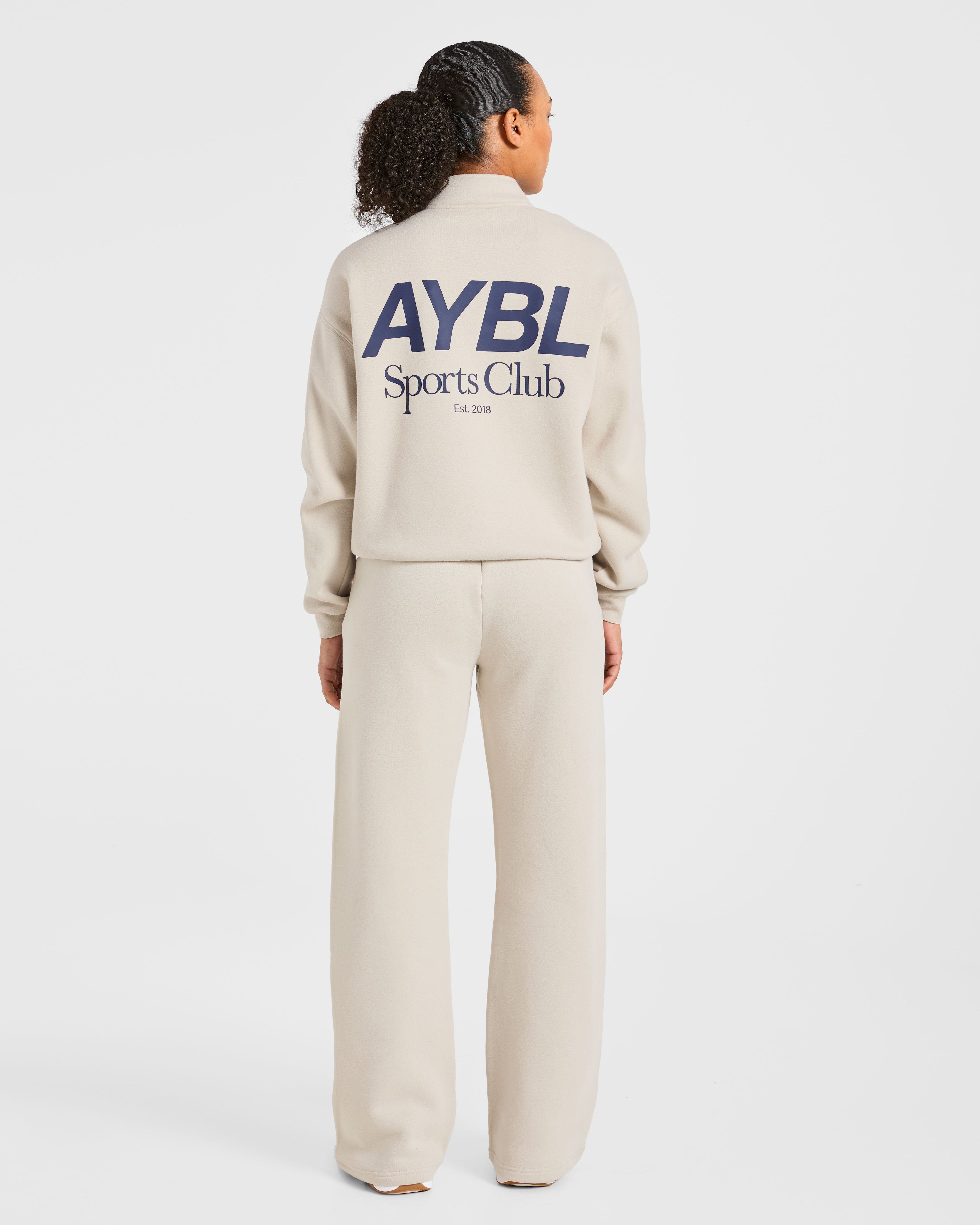 Sports Club Oversized 1/4 Zip Pullover - Sand/Navy