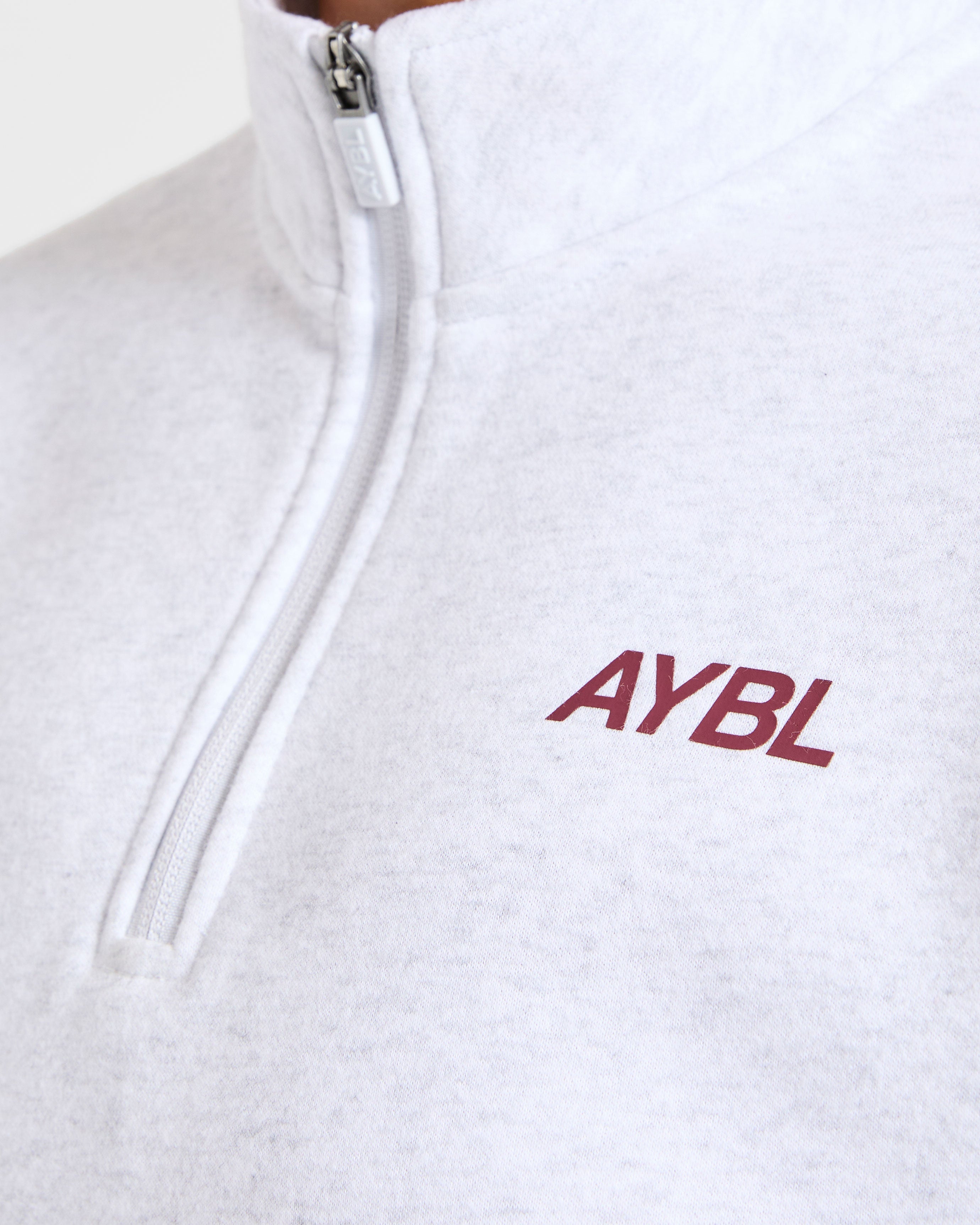 Sports Club Oversized 1/4 Zip Pullover - Gris Marl/Burgundy