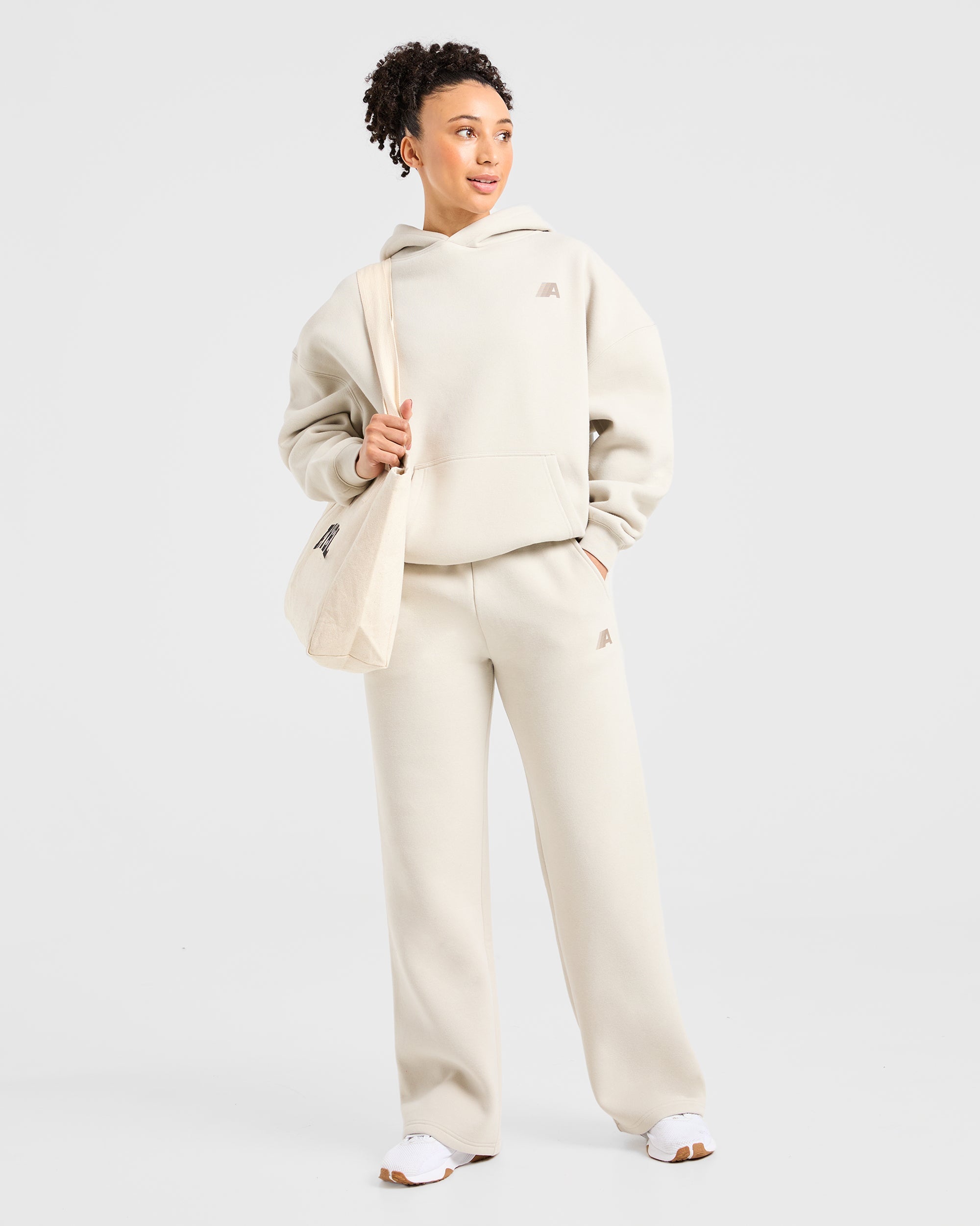 Retro Athletics Oversized Straight Leg Joggers - Sand