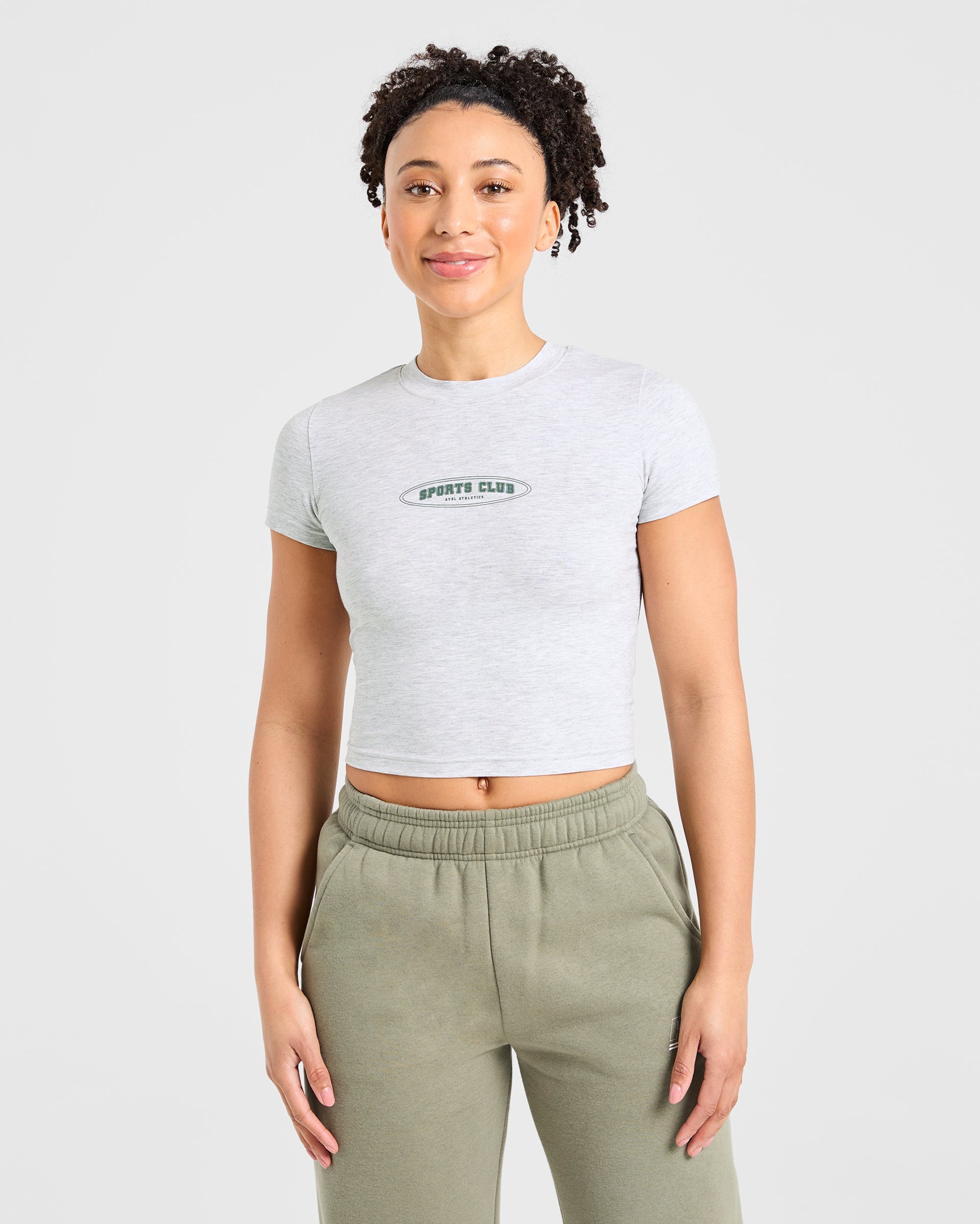 Sports Club Baby Tee - Heather Gris/Vert