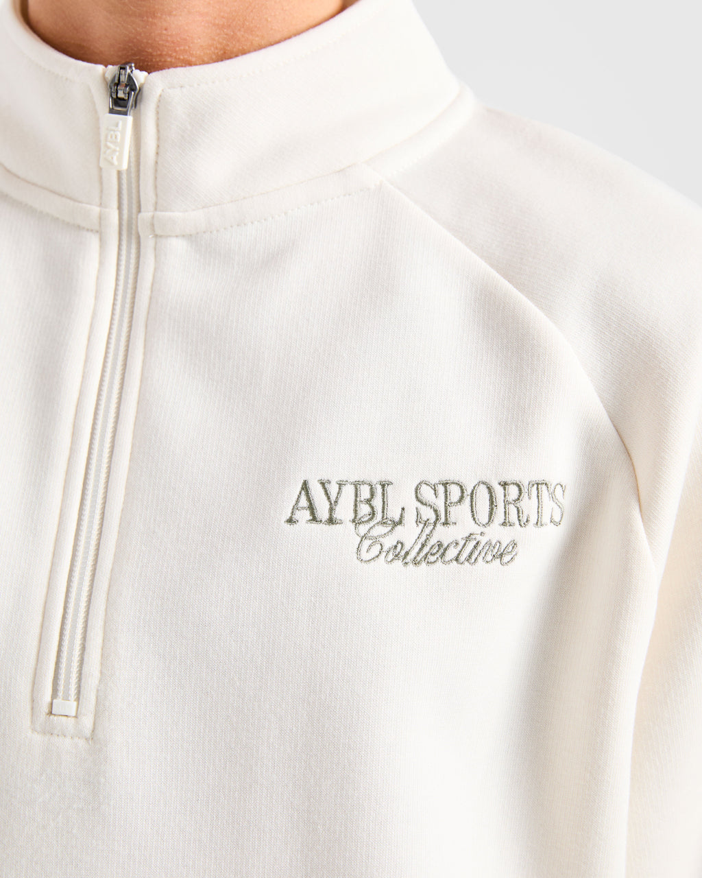 Sports Collective Oversized 1/4 Zip Pullover - Off Blanc/Vert