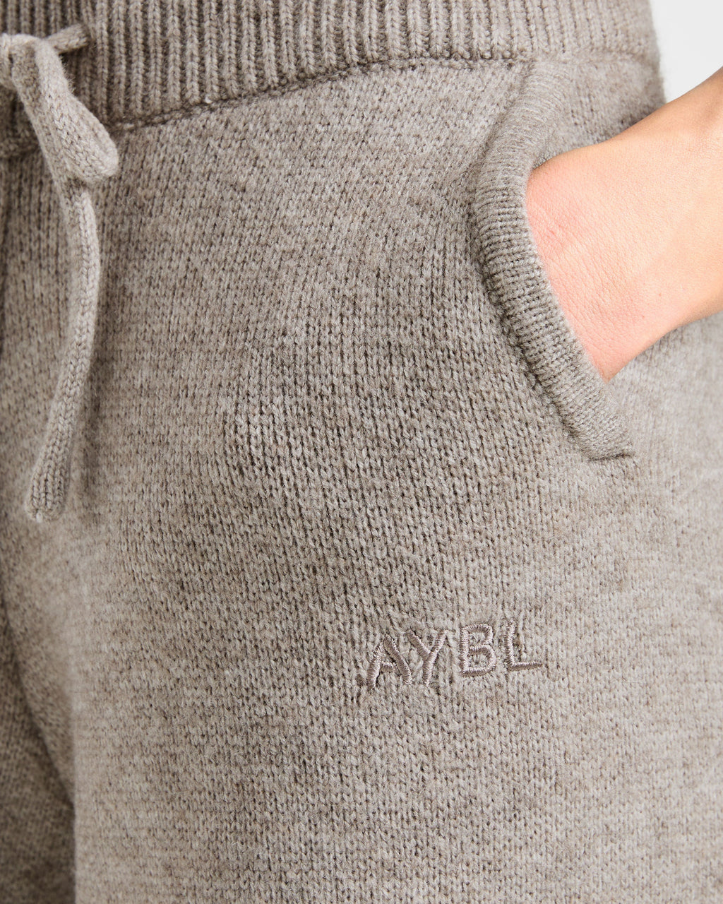 Soft Oversized Knitted Straight Leg Joggers - Marron Marl