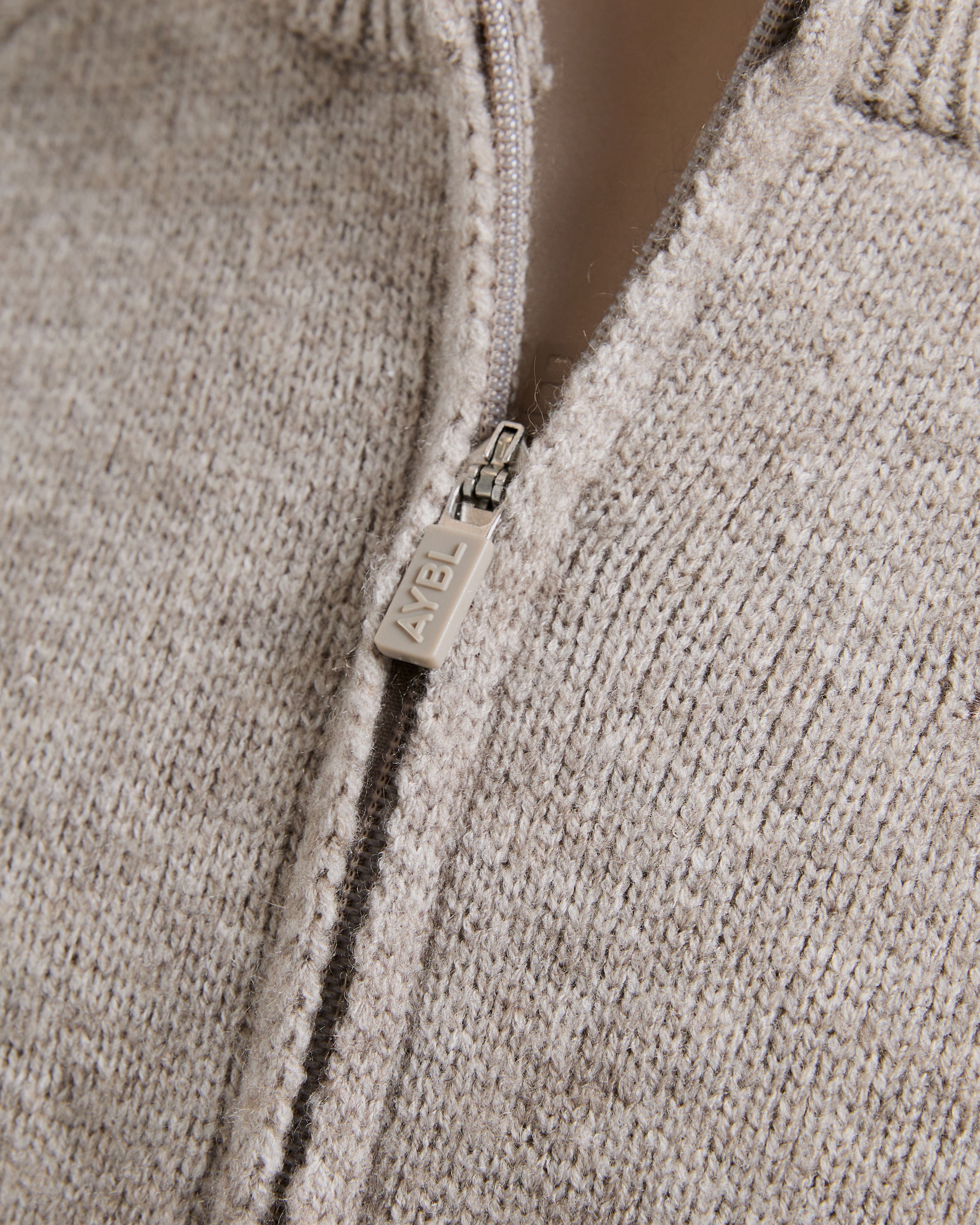 Soft Oversized Knitted 1/4 Zip - Marron Marl