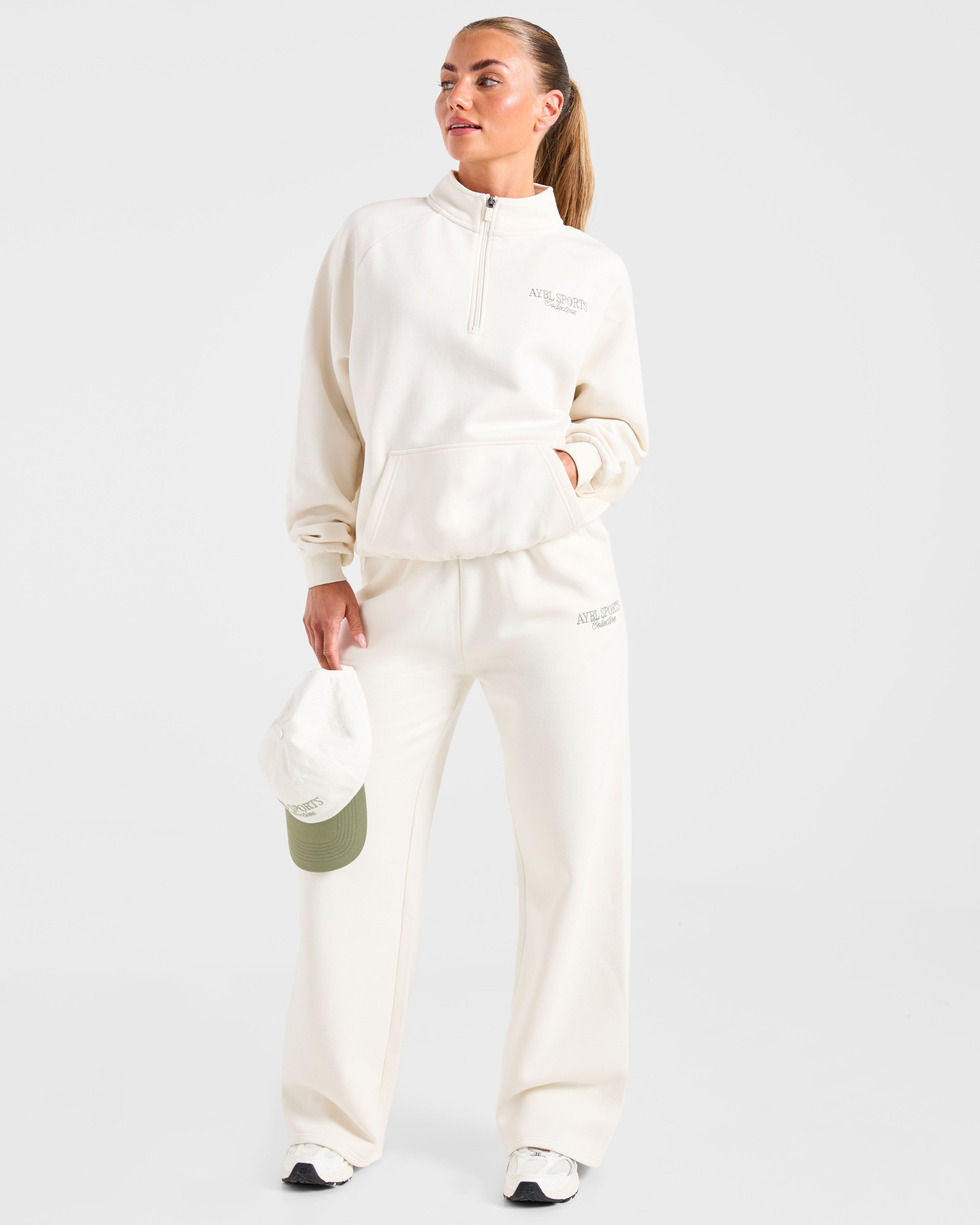 Sports Collective Oversized Straight Leg Joggers - Off Blanc/Vert