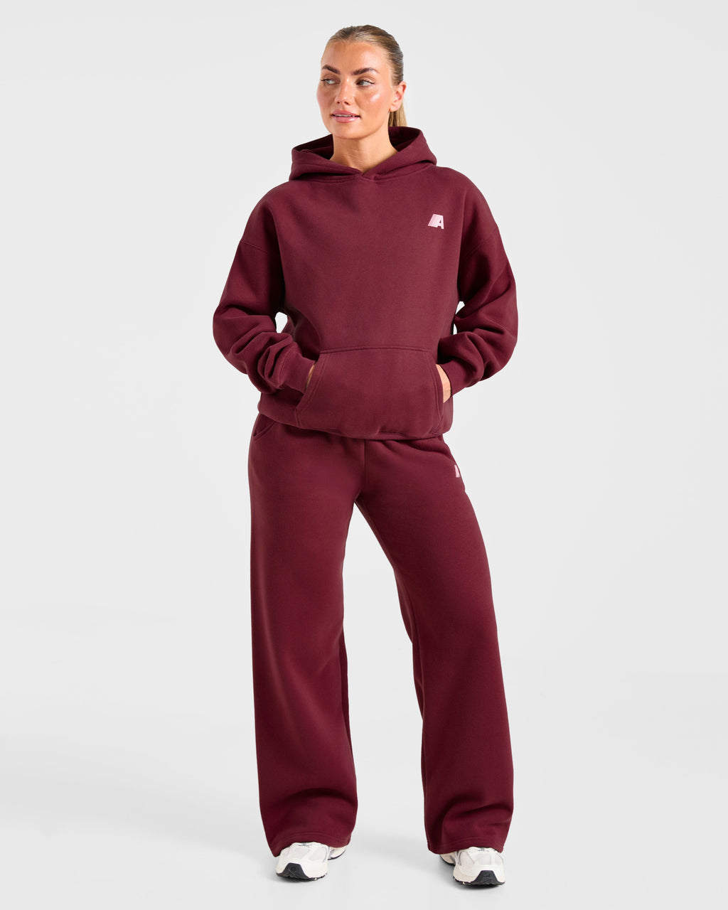 Retro Athletics Oversized Hoodie - Deep Raspberry/Rose