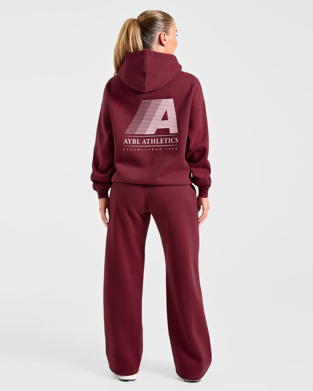 Retro Athletics Oversized Hoodie - Deep Raspberry/Rose