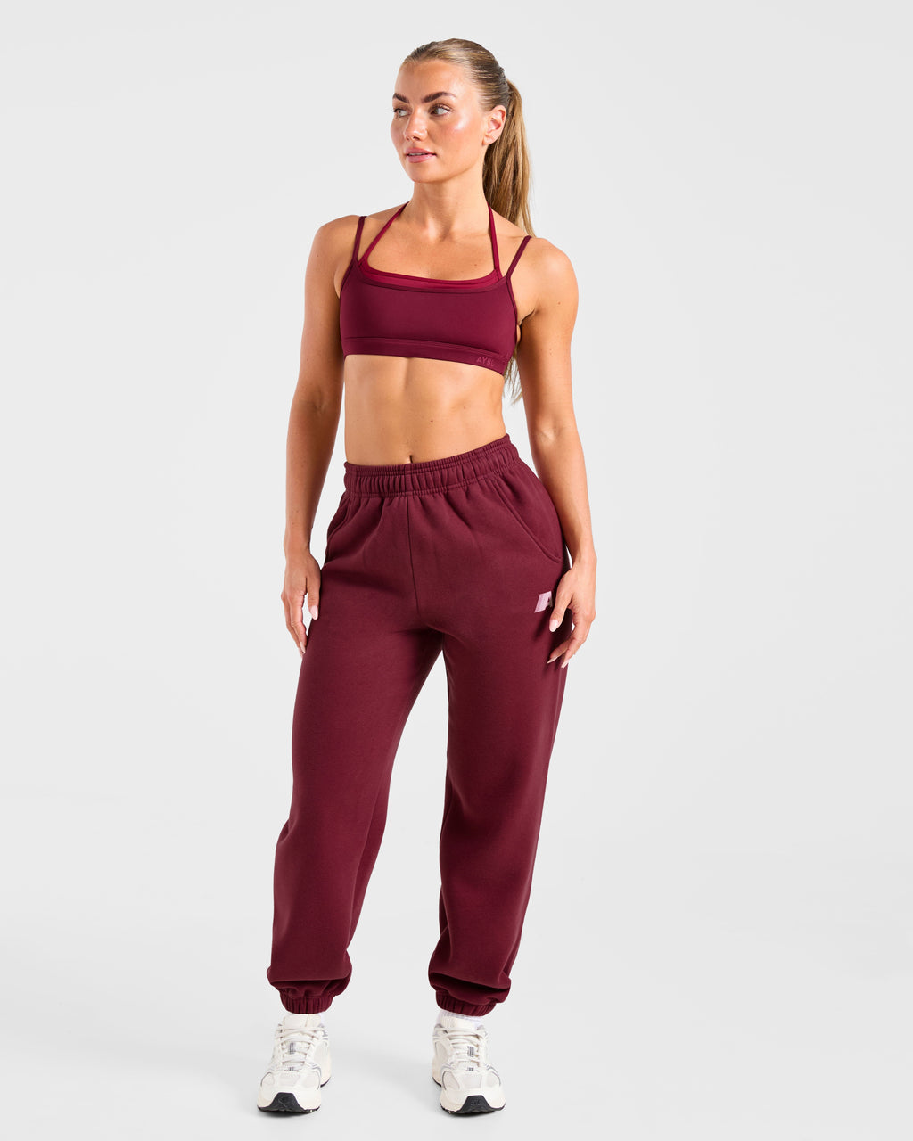 Retro Athletics Oversized Joggers - Deep Raspberry/Rose