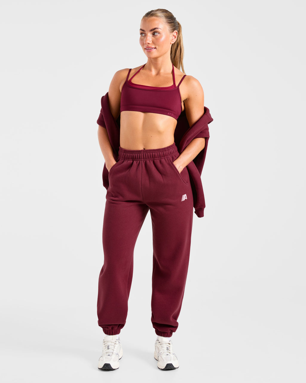 Retro Athletics Oversized Joggers - Deep Raspberry/Rose