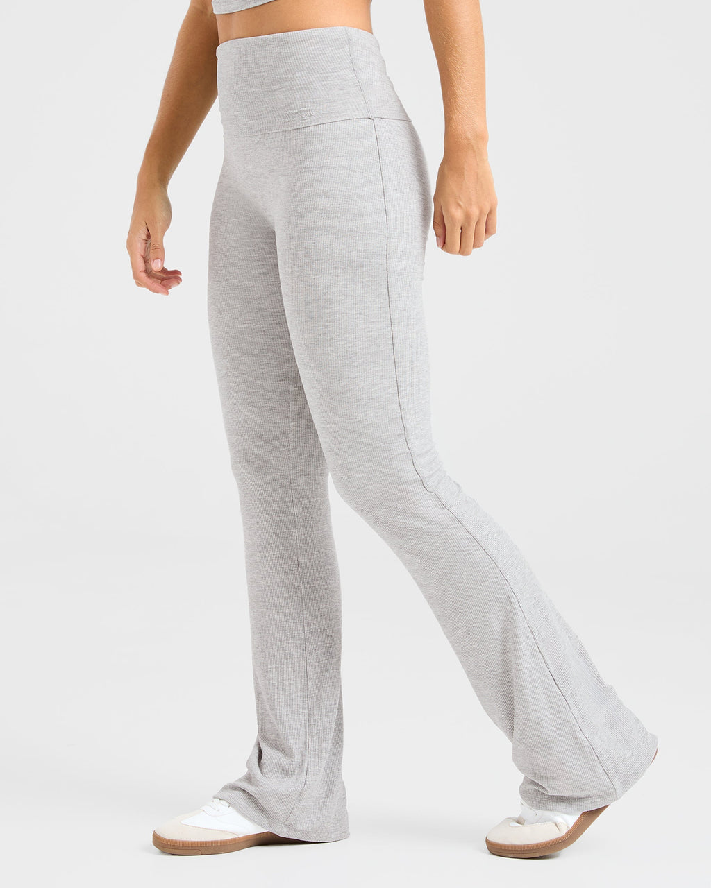 Lounge Ribbed Foldover Flared Leggings - Gris Marl