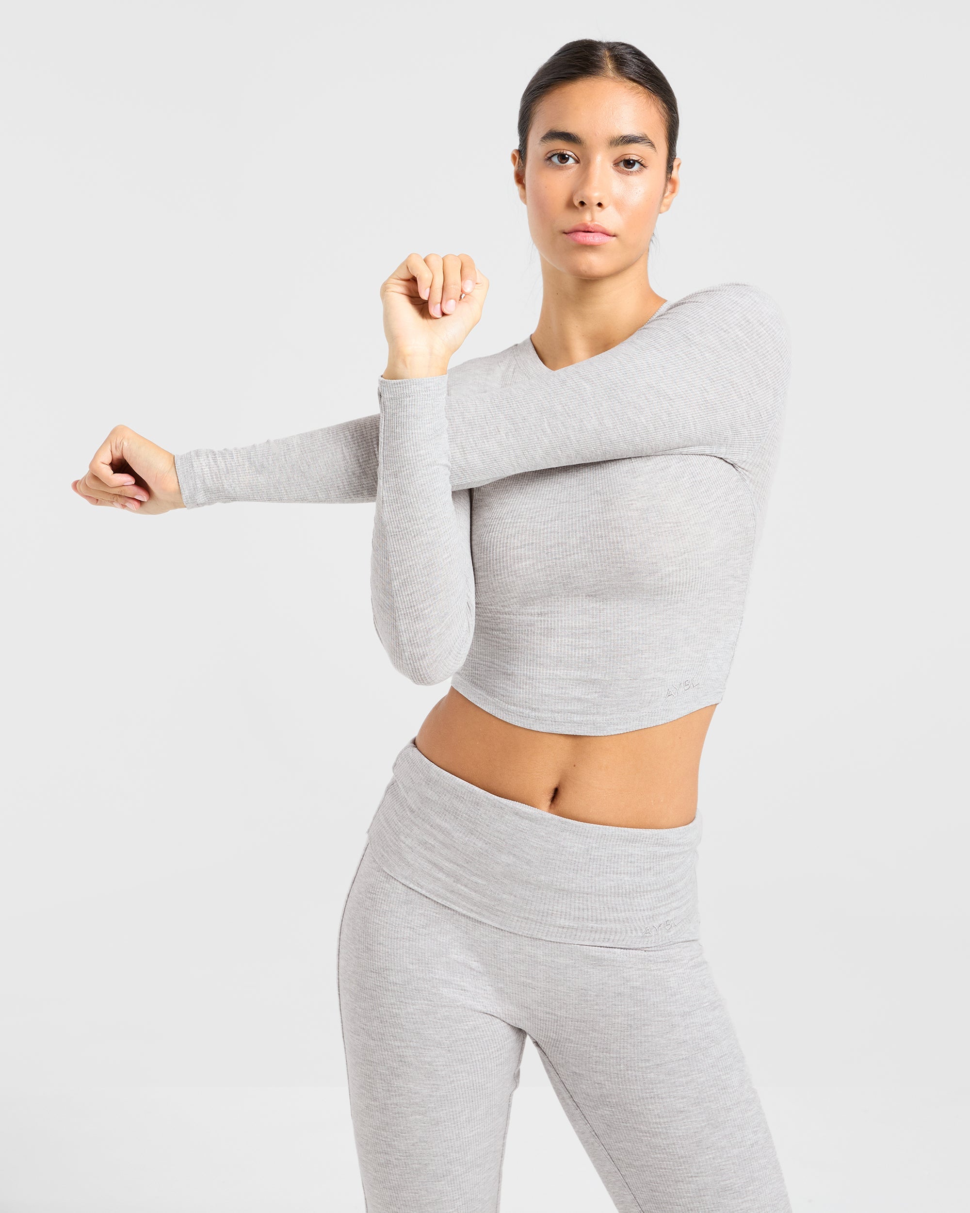 Lounge Ribbed Long Sleeve - Gris Marl