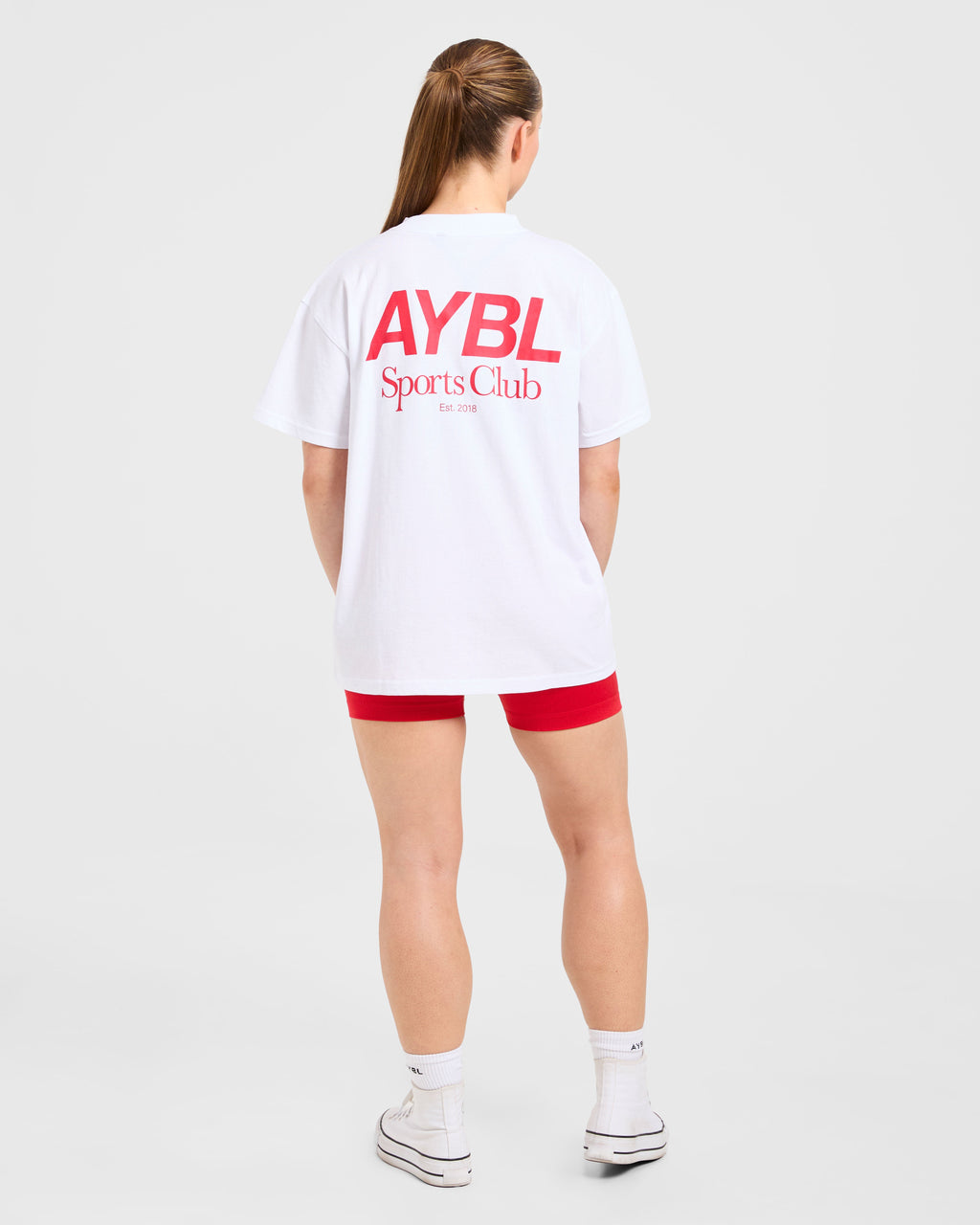 AYBL Sports Club Oversized T Shirt - Blanc/True Red