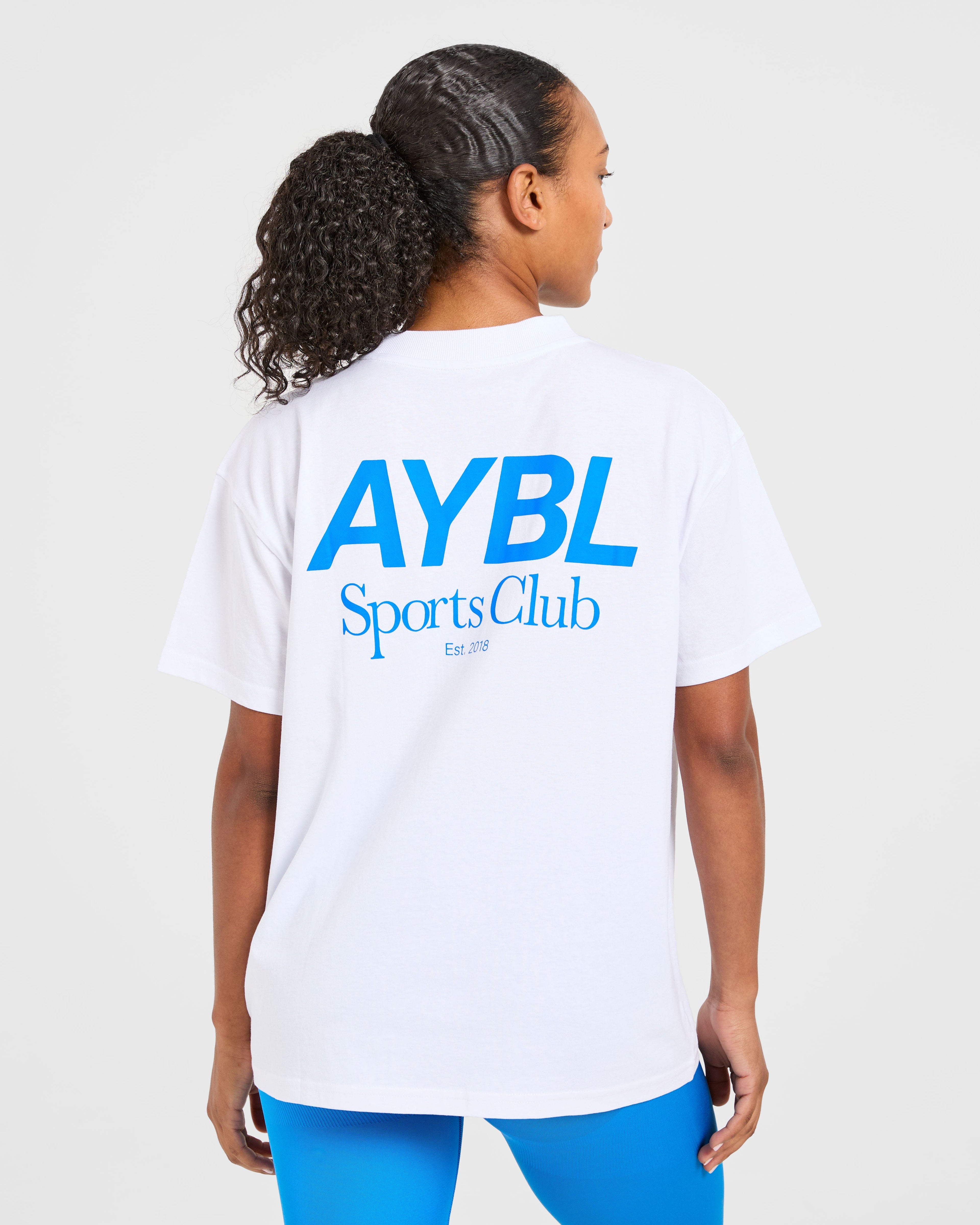 AYBL Sports Club Oversized T Shirt - Blanc/Cobalt