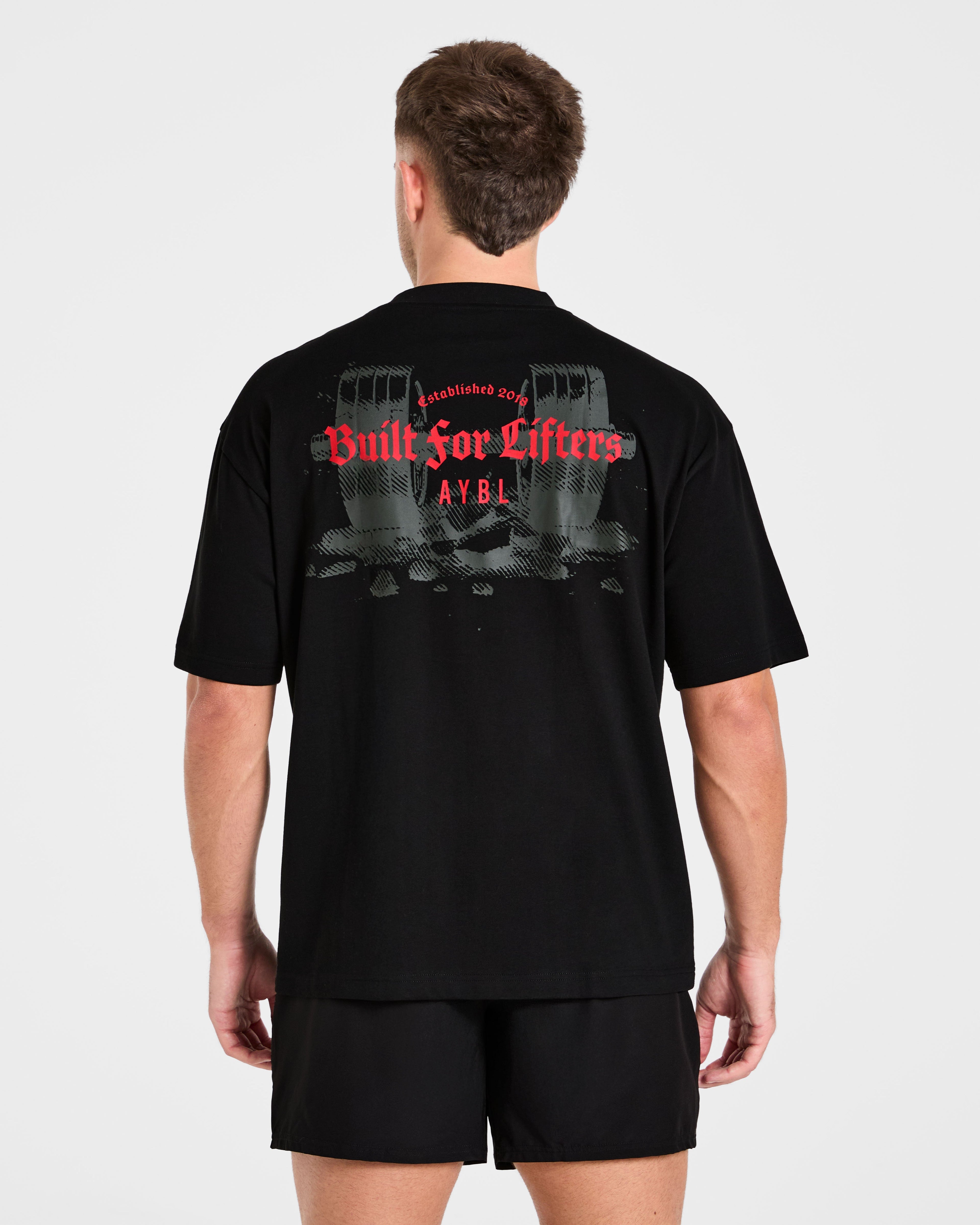 Built for Lifters Oversized T Shirt - Noir/Rouge