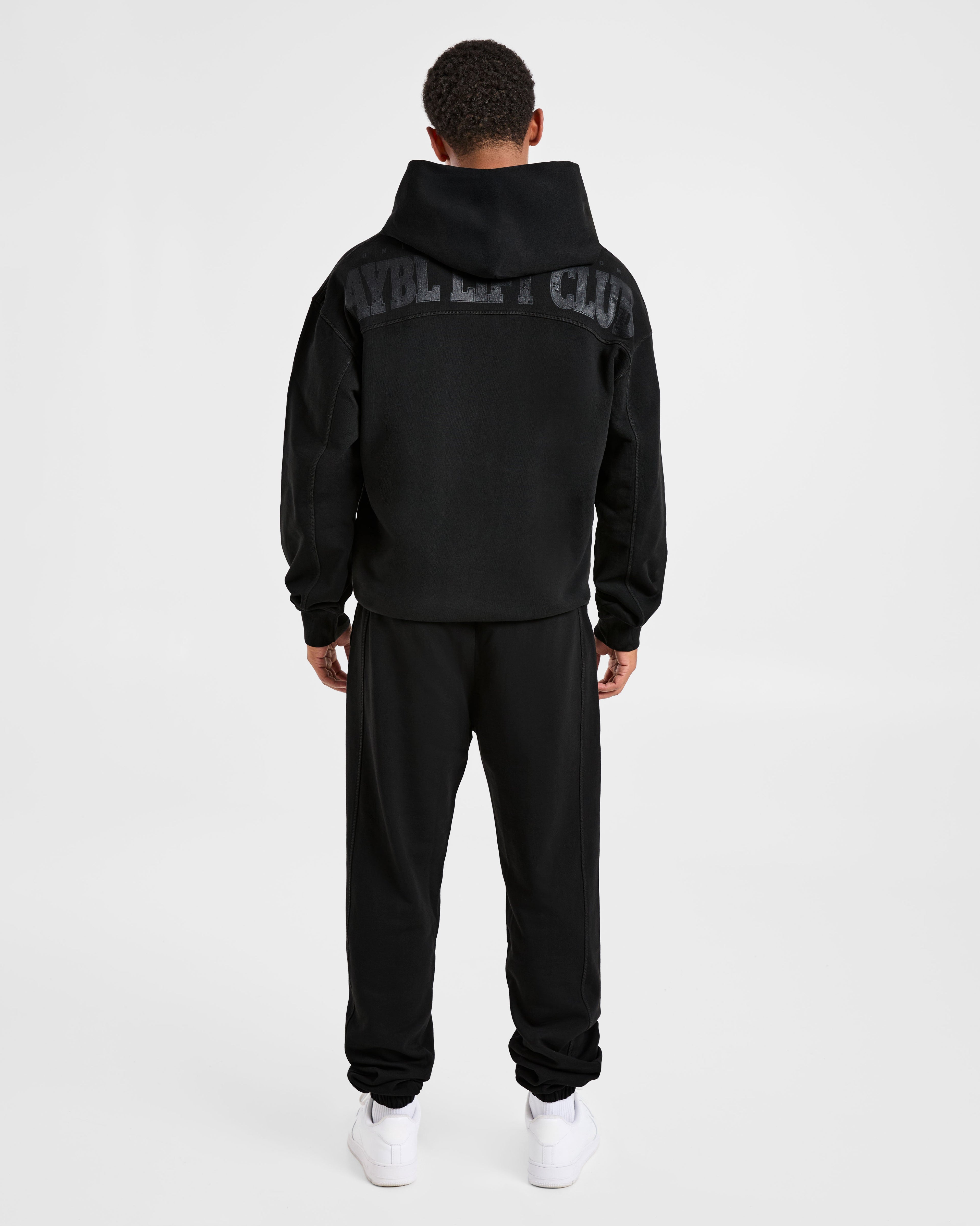 Lift Club Distressed Hoodie - Noir/Charcoal