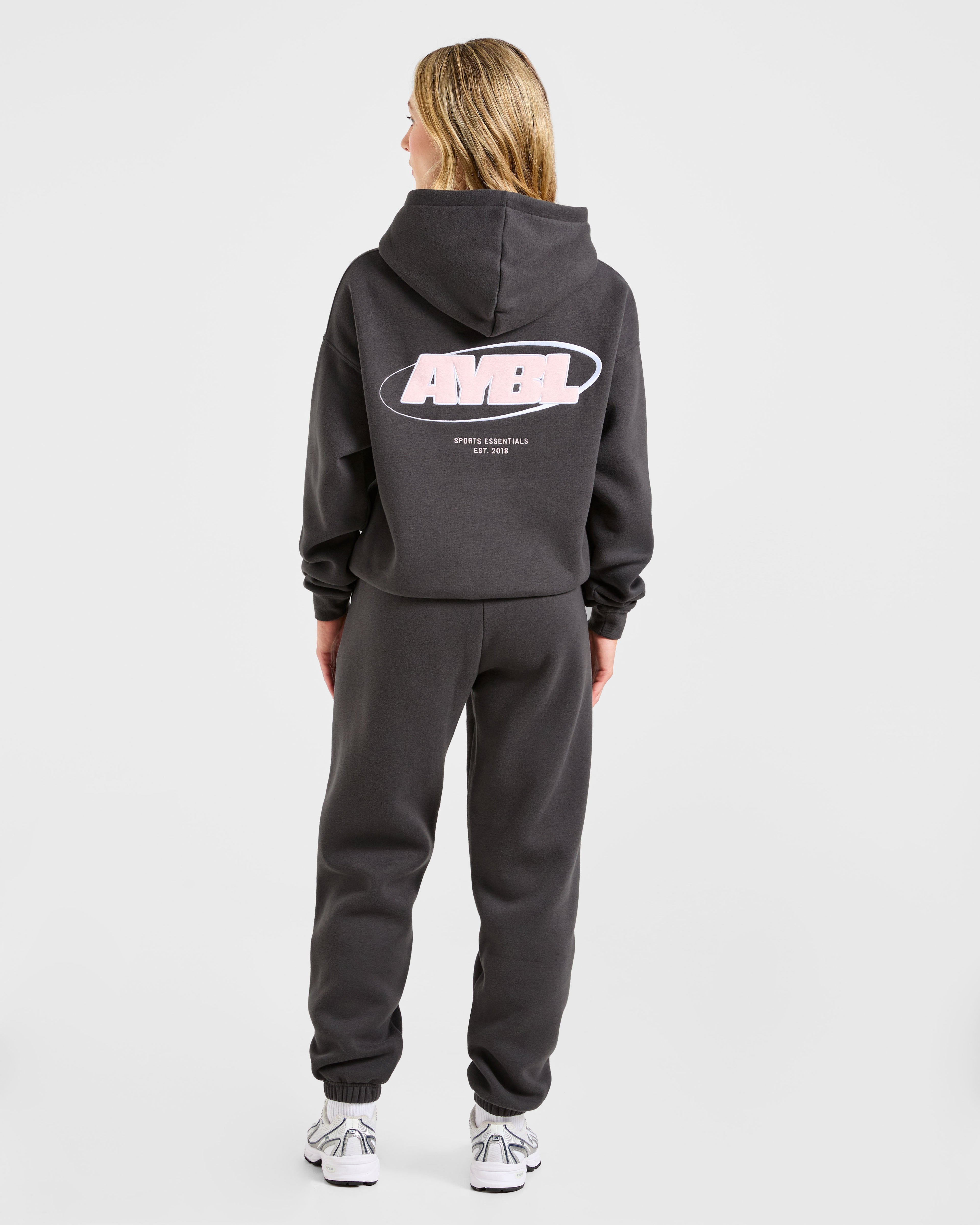 Sports Essentials Oversized Joggers - Charcoal/Rose